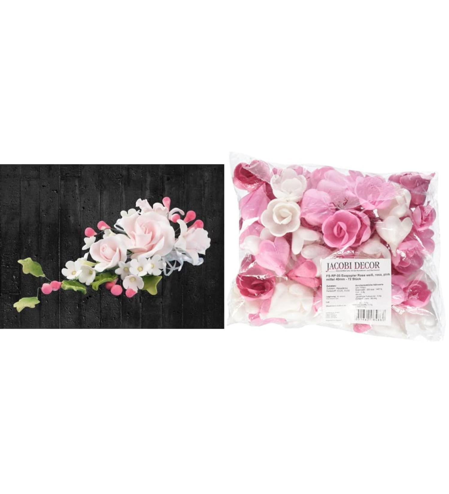 Buy Cake Company Sugar Flower Bouquet - 1 Pink Rose & Medium 40mm Assorted Roses - Ideal for Cake Decorating | International Shipping - Buy Online on GoSupps.com
