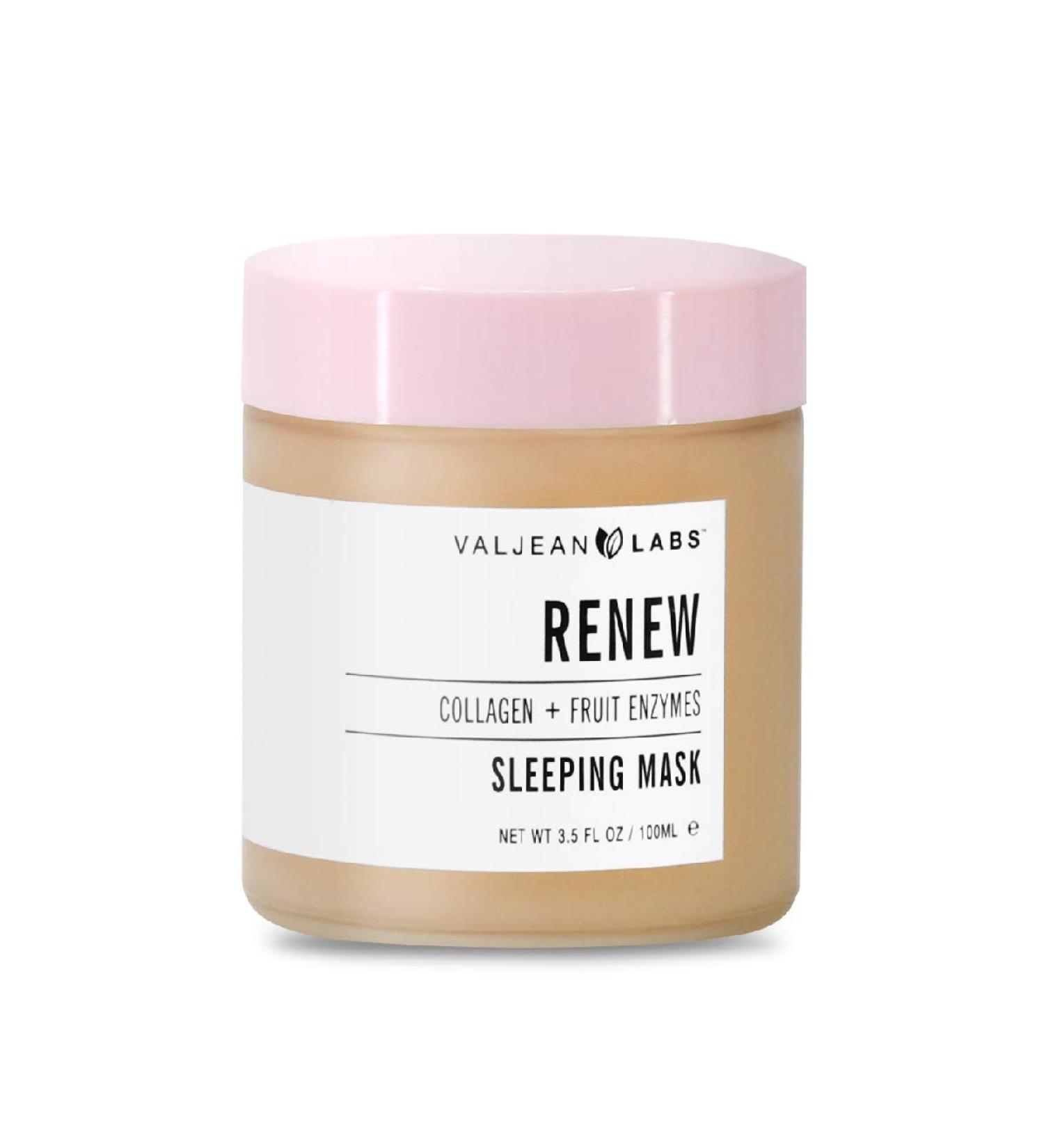 Valjean Labs Renew Sleeping Mask - Collagen + Fruit Enzymes - Hydrate, Soften, Exfoliate Skin - Cruelty Free, Paraben Free - Made in USA (3.5 oz) - Buy Online on GoSupps.com