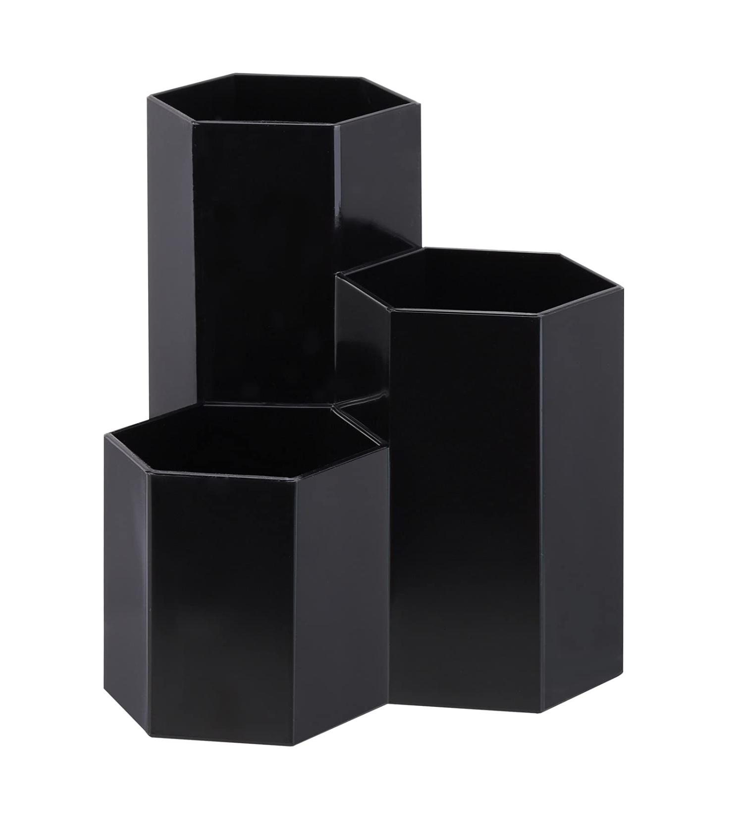 LoveBB 3-Slot Black Makeup Brush Holder Organizer - Plastic Cosmetics Brushes Pen Storage Solution - Buy Online on GoSupps.com