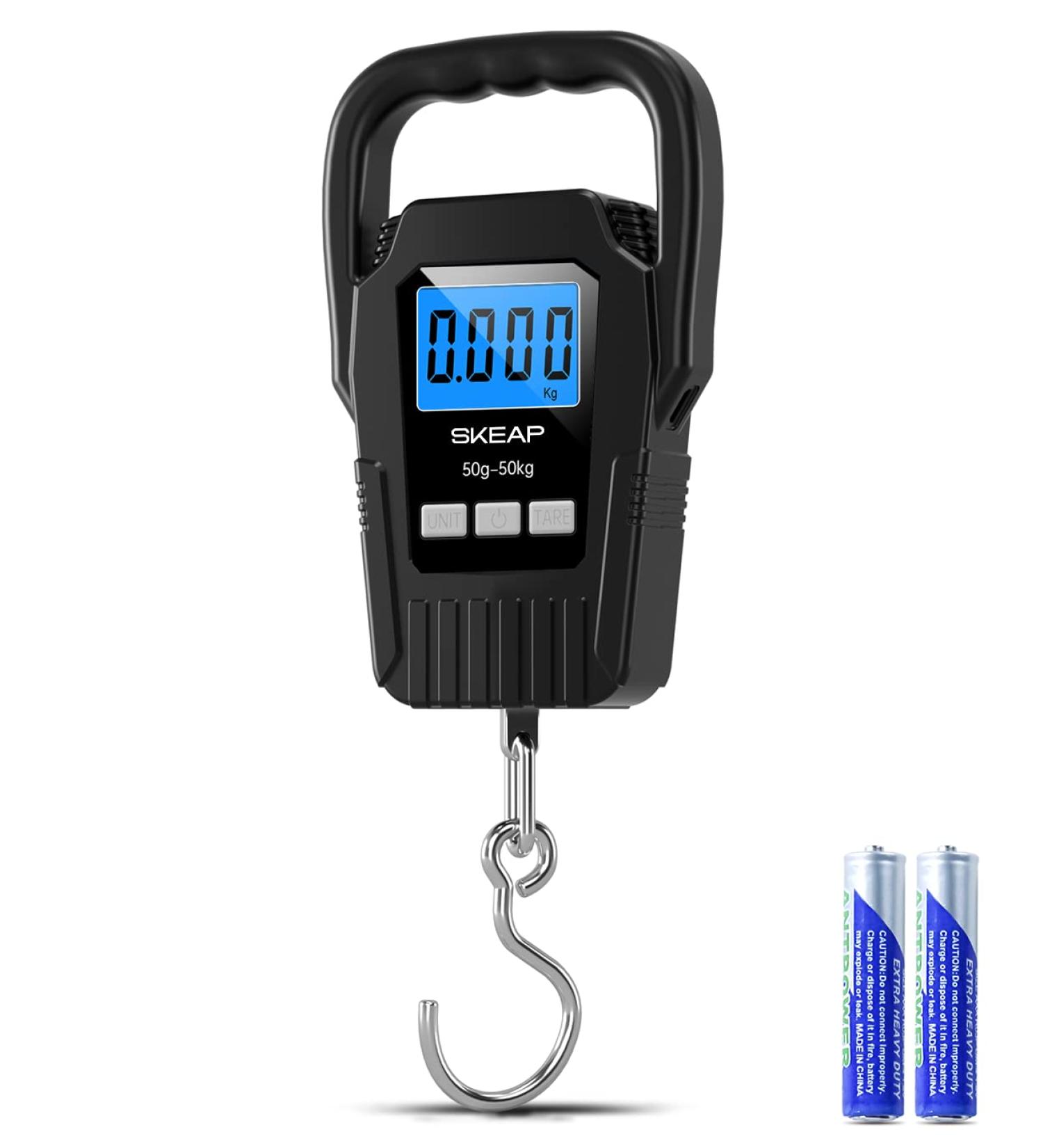 SKEAP Digital Fish Scale 110lb/50kg - Large Handle & Backlit LCD Display - Luggage, Postal, Fishing Gift for Men - Buy Online on GoSupps.com