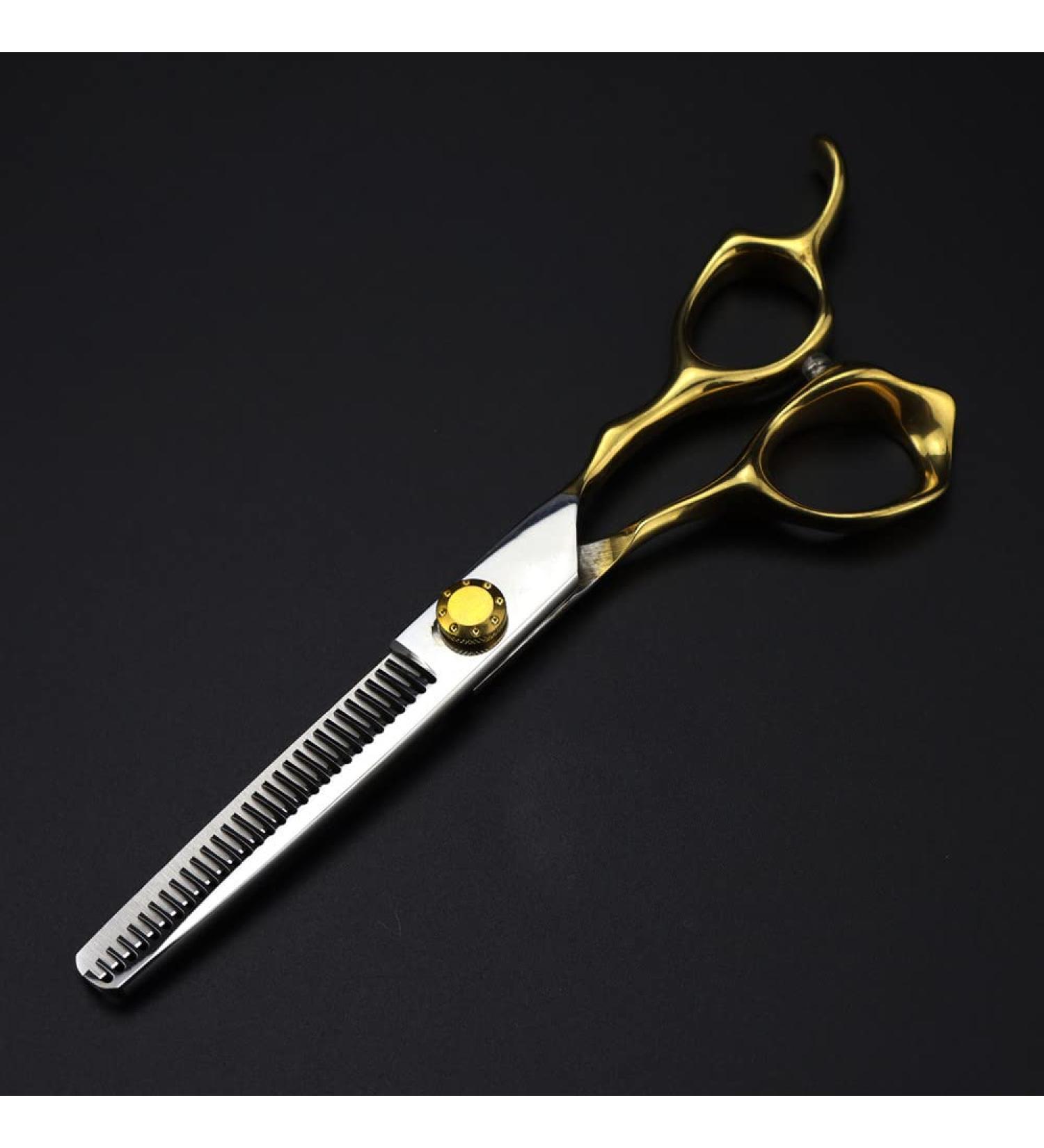 Hair Cutting Scissors 6inch Professional 440c Steel Gold Scissor Hair Scissors Cutting Barber Haircut thinning Shears Hairdressing Scissors (Color : Thinning Size : Q) Q Thinning