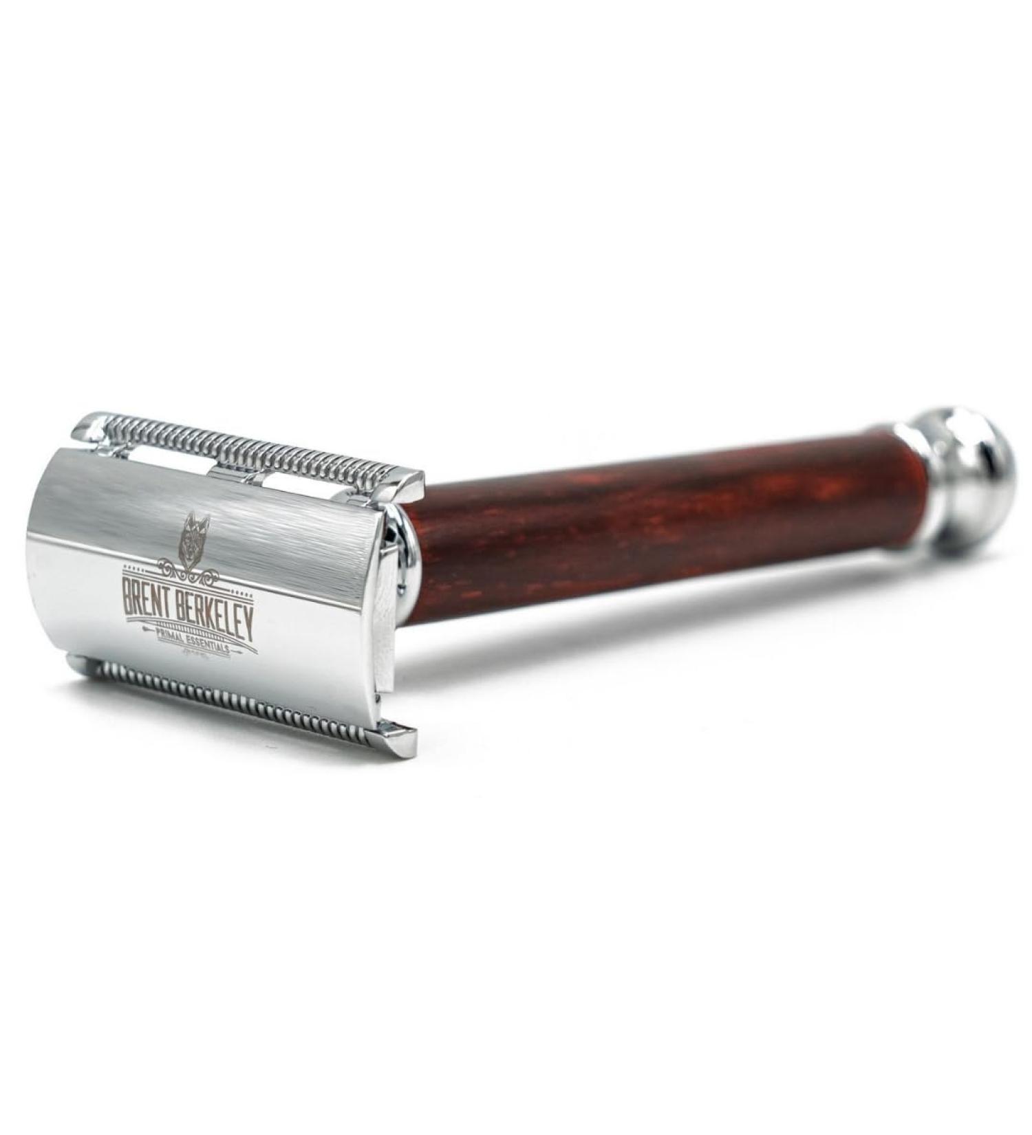 Brent Berkeley Men's Original Safety Razor - Brass Sandalwood Double-Edged Razor | Long-Lasting Reduces Irritation & Unevenness - Buy Online on GoSupps.com