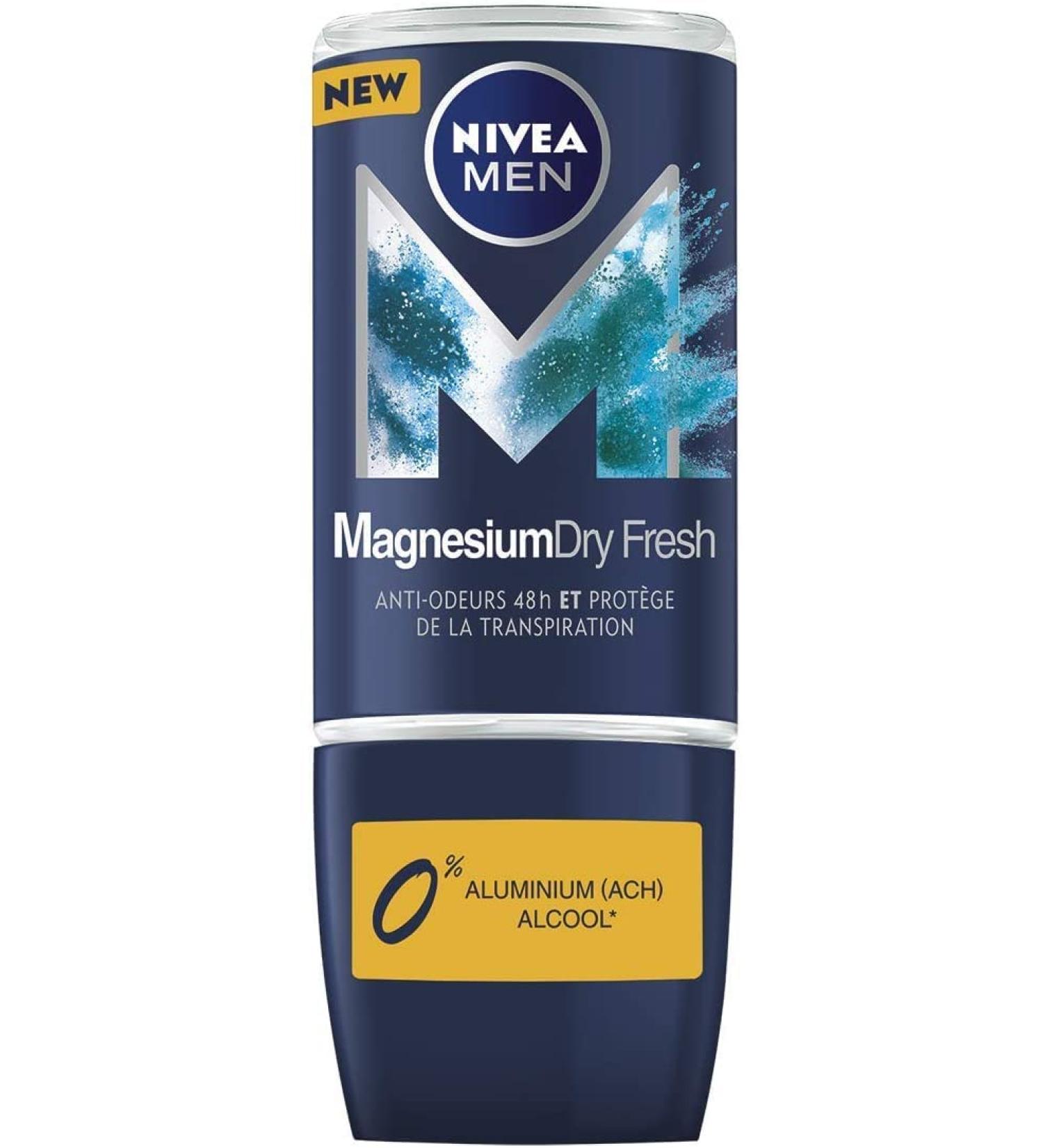 NIVEA MEN MAGNESIUM DRY FRESH Men's Roll-on Deodorant (1x50ml) antiperspirant without aluminum salts roll-on 48H freshness sensation - Buy Online on GoSupps.com