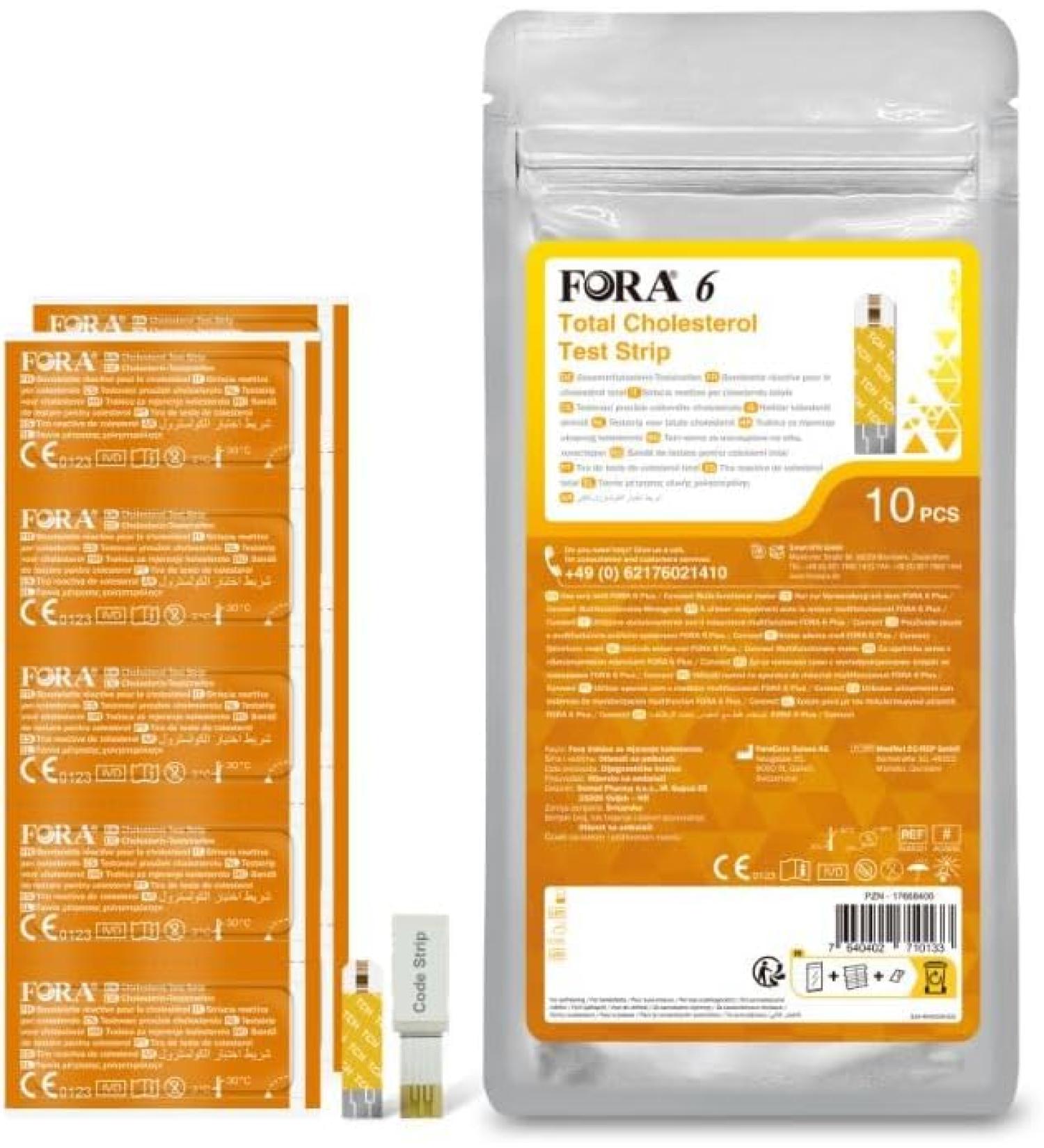  Fora 6 Test Strips for Cholesterol/Glucose/Uric Acid/3in1 (10pcs/Box)