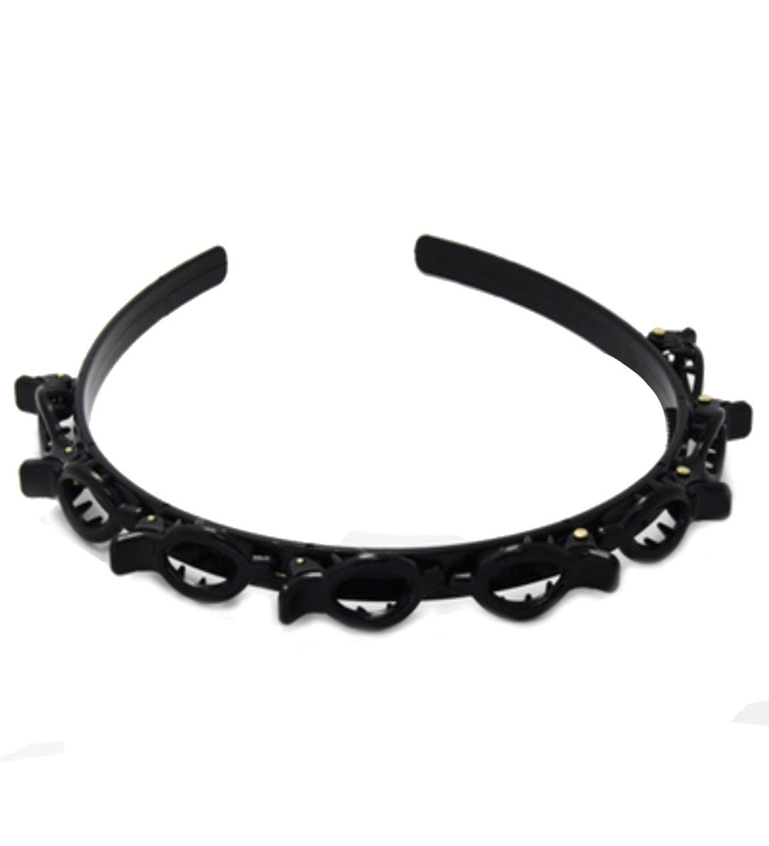 JUSTFOX Black Hairstyle Aid Headband with Clips - Perfect for Effortless Hair Styling | International Shipping Available - Buy Online on GoSupps.com