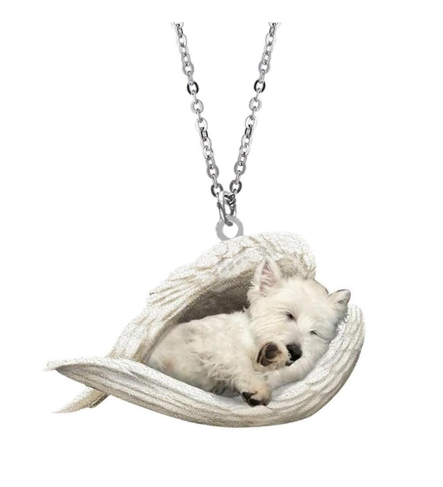 Eirzngxq Sleeping Dog Necklace | Cute Angel Jewelry for Dog Lovers | Perfect Gift for Pet Enthusiasts - Buy Online on GoSupps.com
