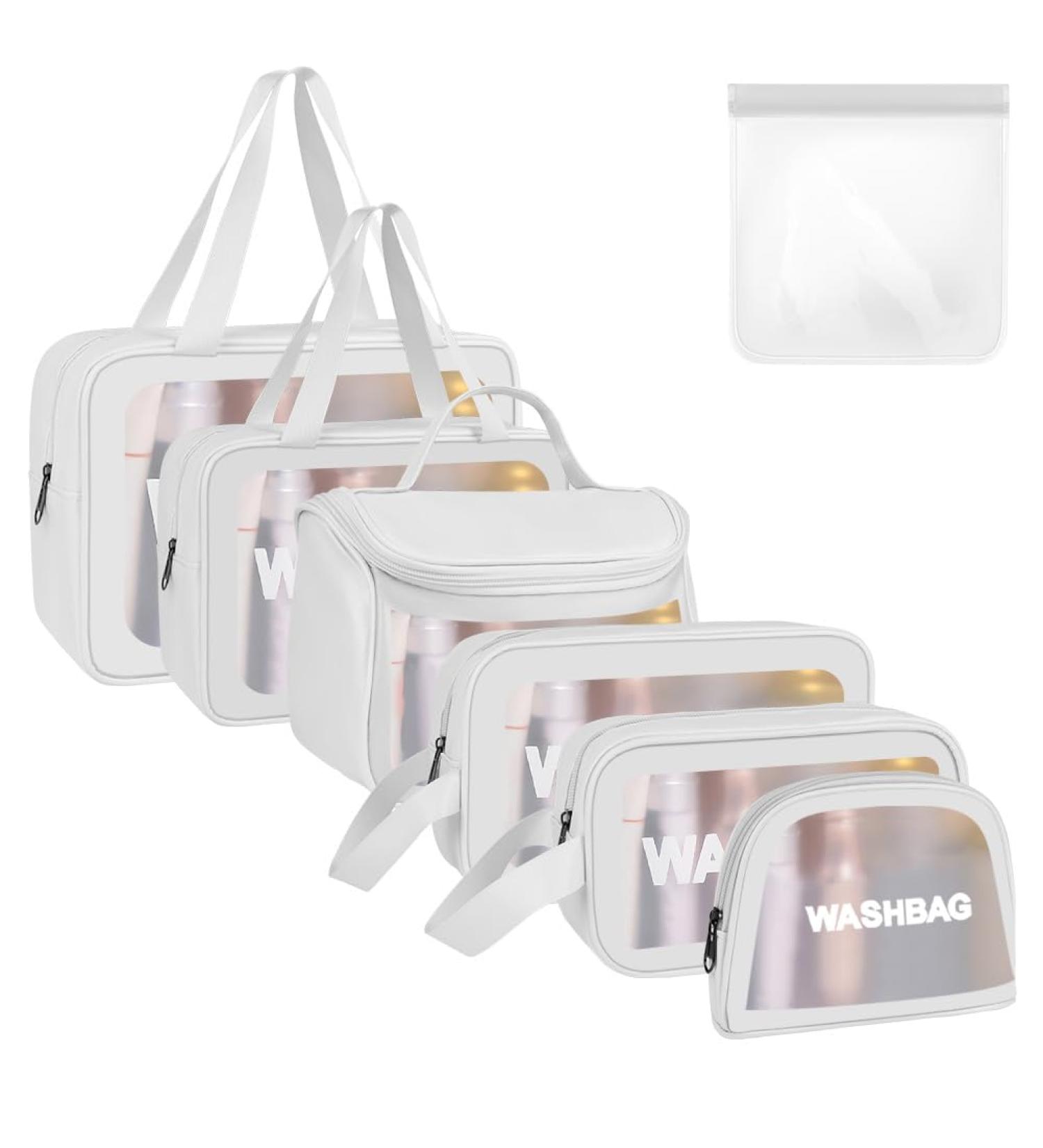 Aucuu 6 Pcs Clear Toiletry Bag Set - Waterproof Transparent Travel Wash Bags for Women and Girls (White) - Buy Online on GoSupps.com