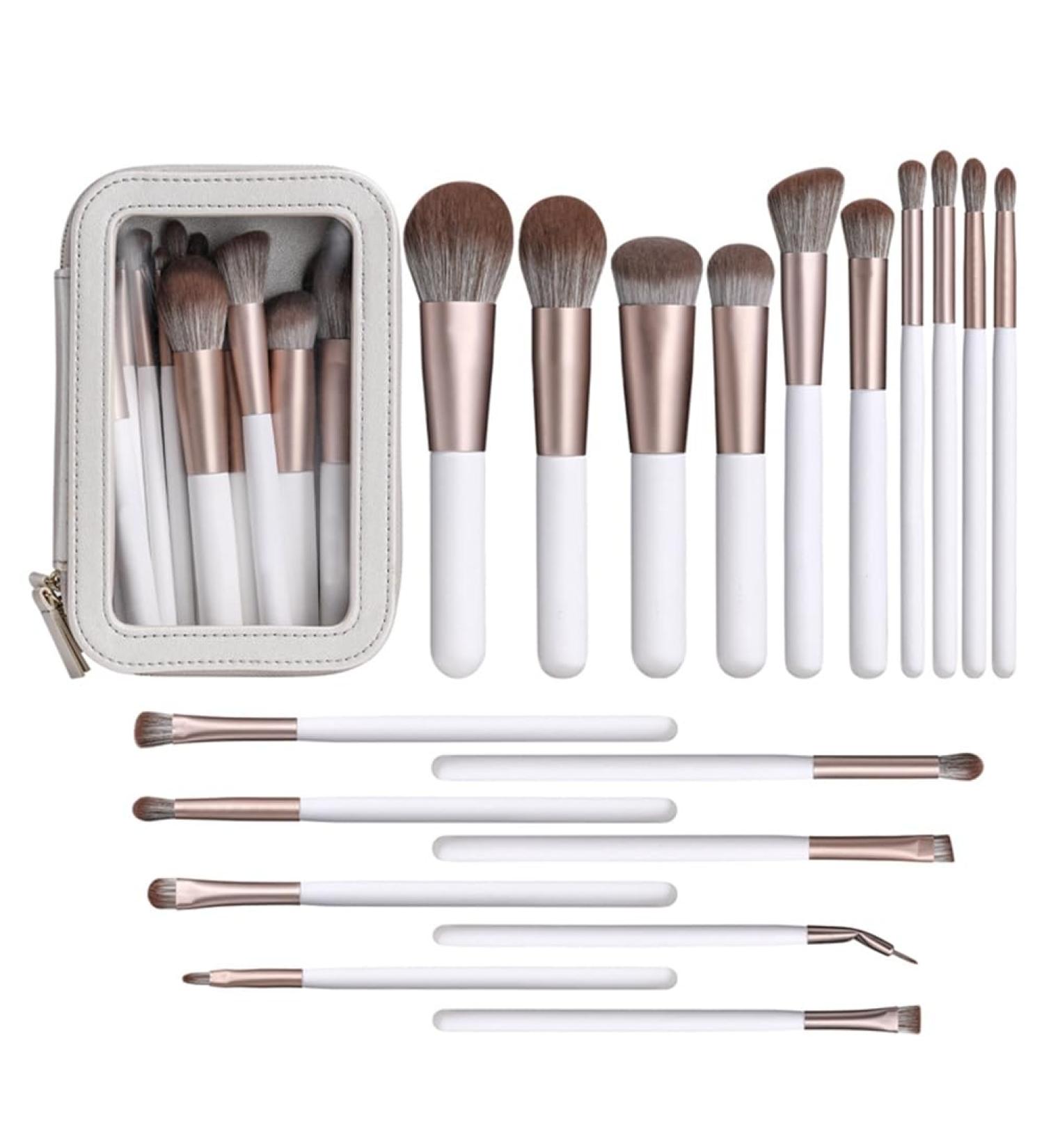 TsoLay 18Piece Pearlescent White Makeup Tools Super Soft Hair Makeup Brushes Eyeshadow Brush Set - Buy Online on GoSupps.com