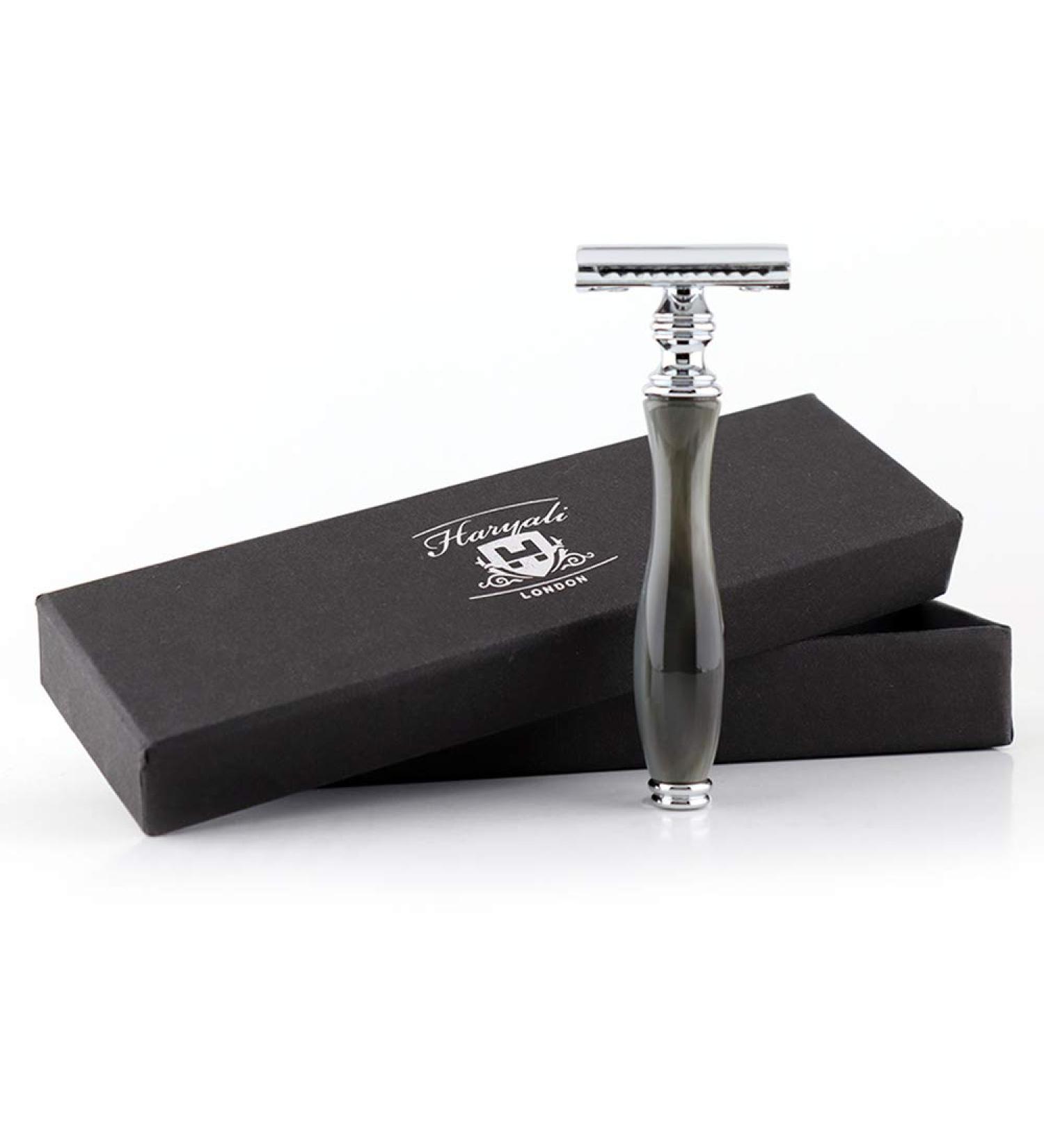 Haryali London razor plane for men double-cutting with resin handle beard and mustache perfect razor gift for men with box