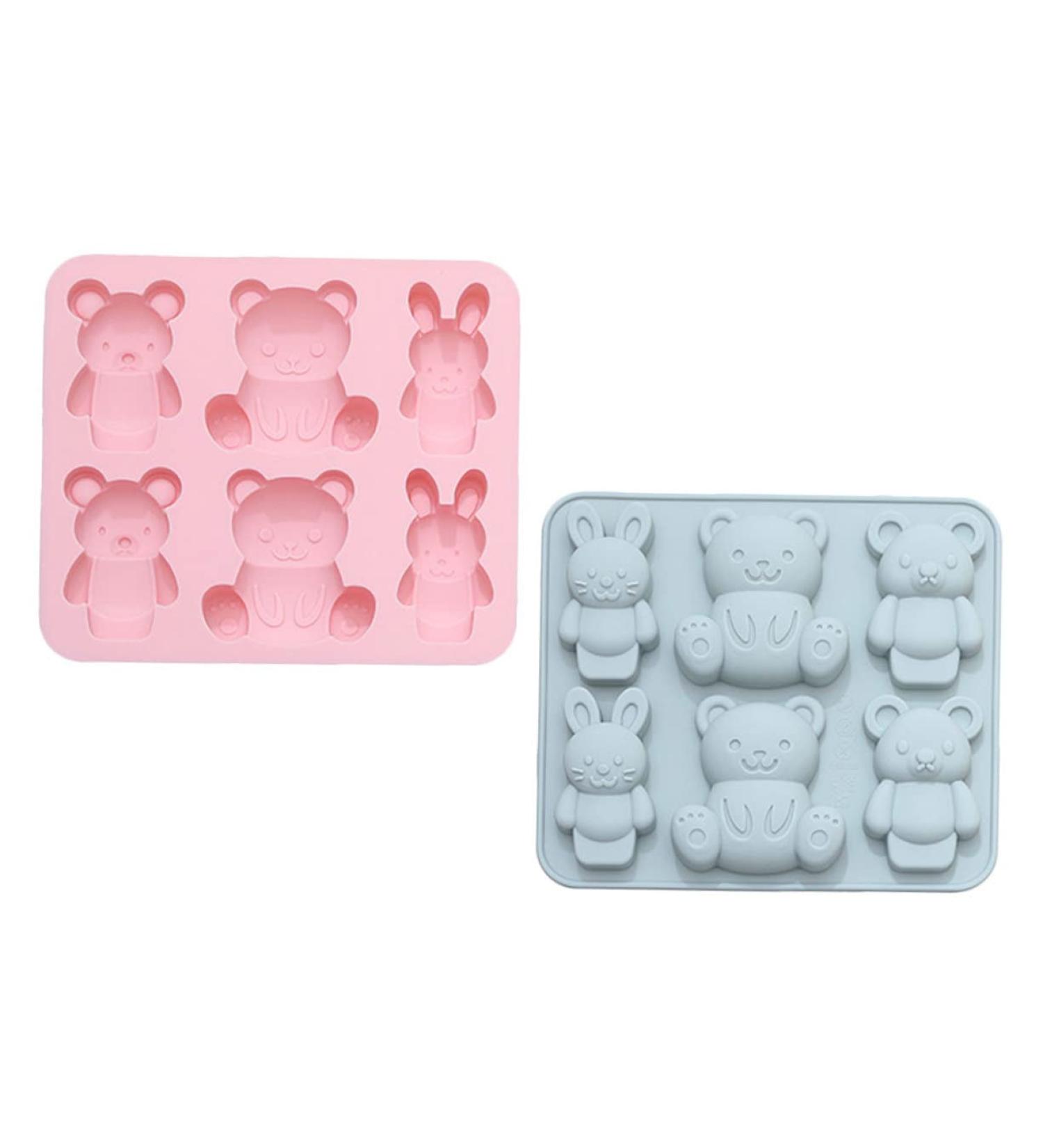 Zerodeko 2pcs Cake Mold Keychain Silicone Molds Ice Cube Candy Muffin Top Pans for Baking Resin Molds Silicone Molds for Candles Candle Molds Rabbits Bunny Chocolate Mold Cartoon Silica Gel 15.9X14.1CM - Buy Online on GoSupps.com