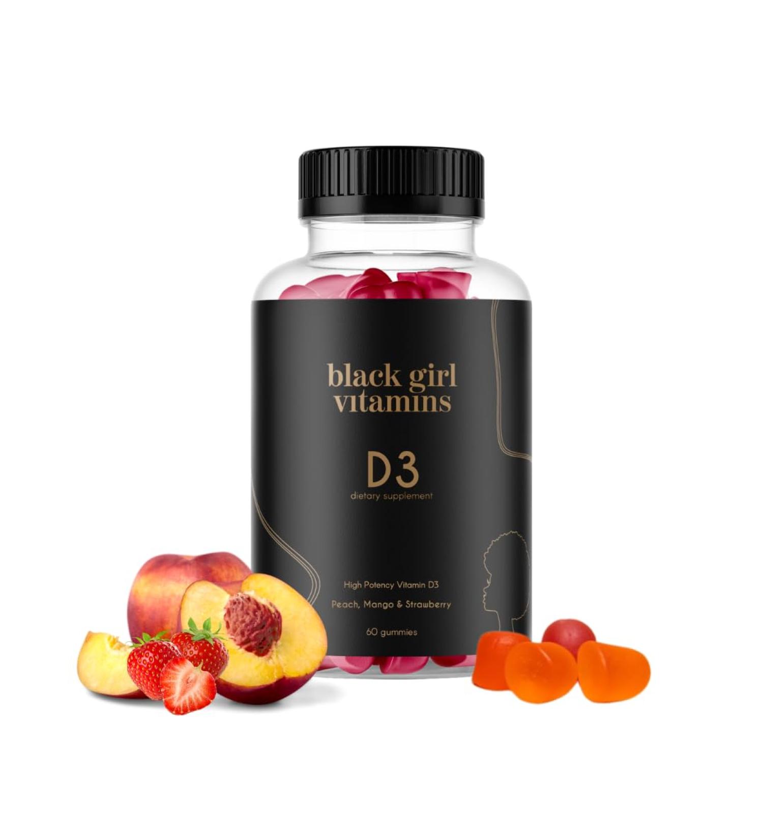 Black Girl Vitamins - Vitamin D3 Gummies for Immune Energy and Bone Support 2000IU (50mcg) Vitamin D per Serving Gluten-Free Vitamin D Gummies 30 Day Supply - Buy Online on GoSupps.com