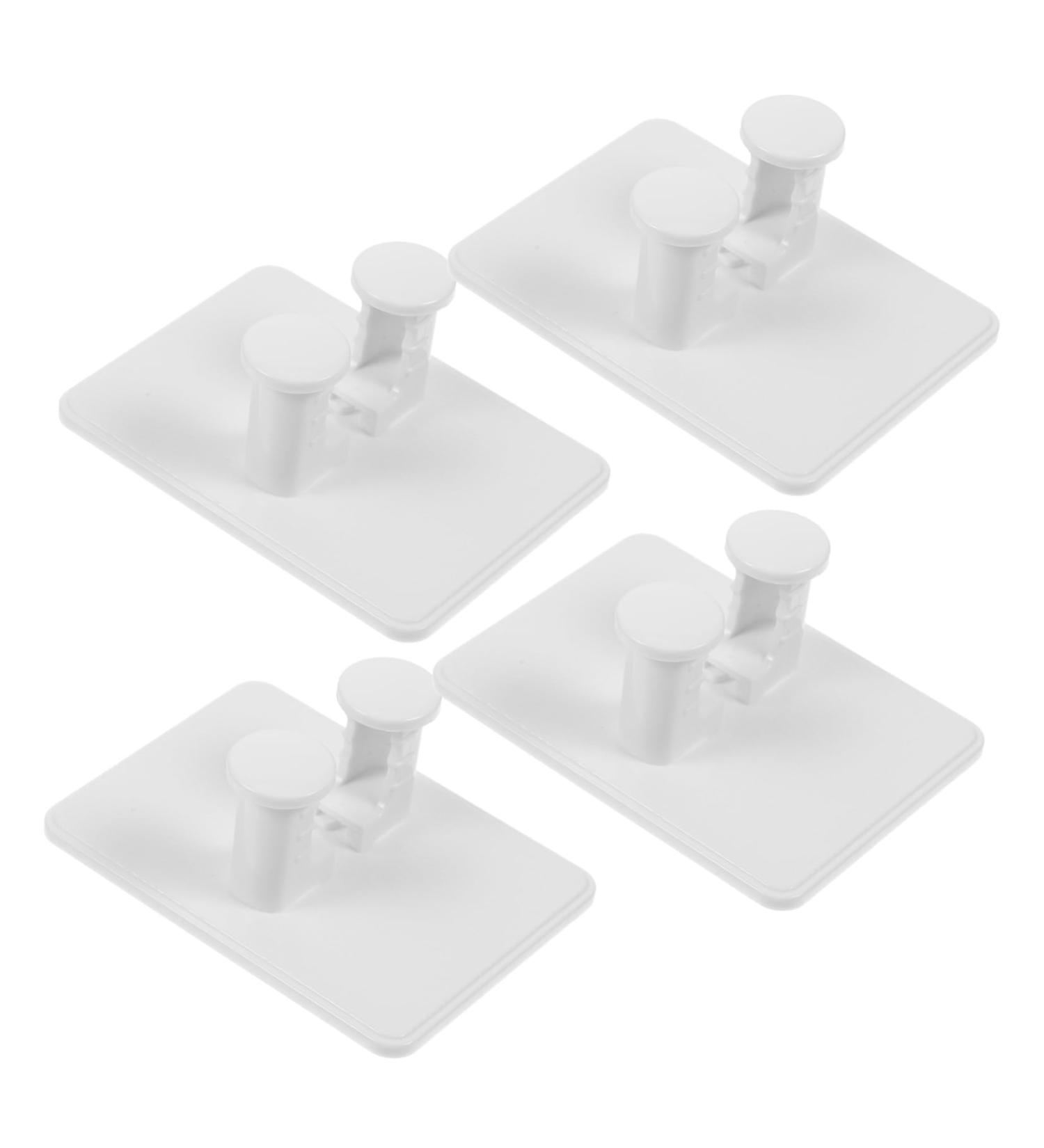 Alipis Self-Adhesive Shower Razor Hooks - 4-Piece White ABS Holder for Brushes & Loofahs - No Punching Compact Design (7.5x5.5x3cm) - Buy Online on GoSupps.com