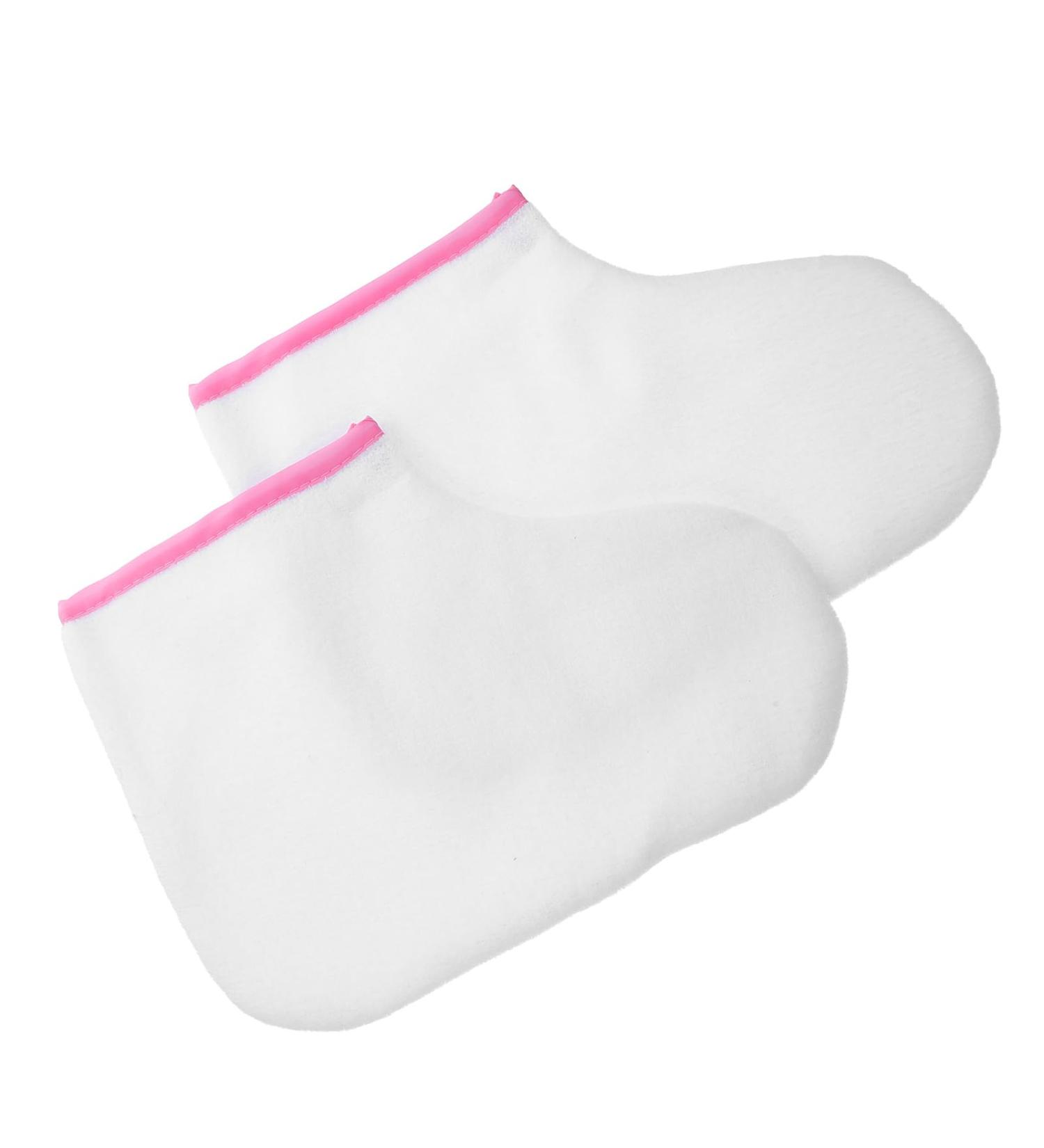 Garneck Lot de 2 Paquet de Soin pour Pieds en Coton Cir Blanc Bord Rose pais et Chauffants pour Bain de Paraffine P dicure et Spa Doublure Protectrice R utilisable pour Soins - Buy Online on GoSupps.com