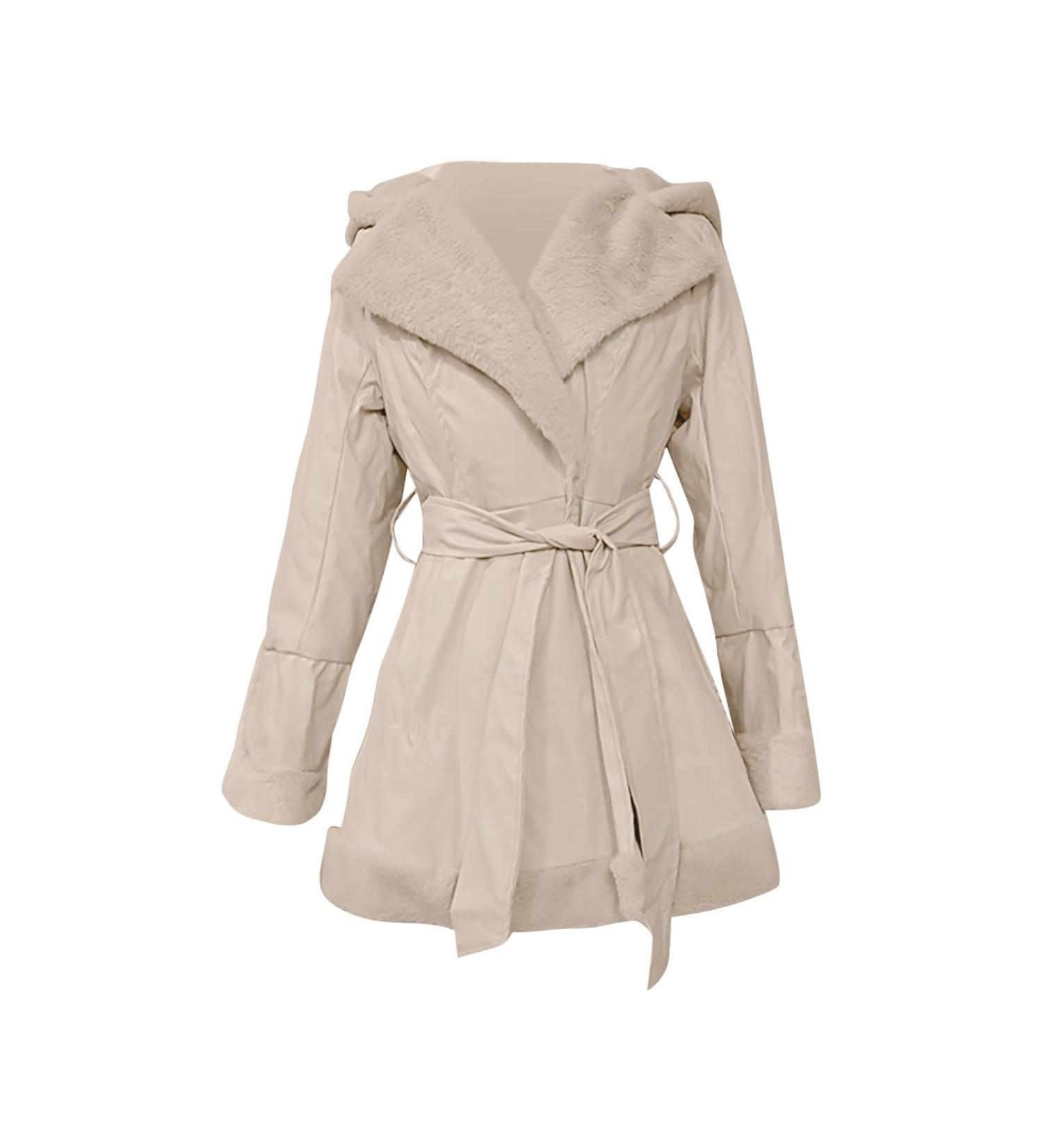 Elegant Women's Winter Down Jacket with Fur Collar | Quilted Coat & Long Vest | XL Beige Outwear - Buy Online on GoSupps.com