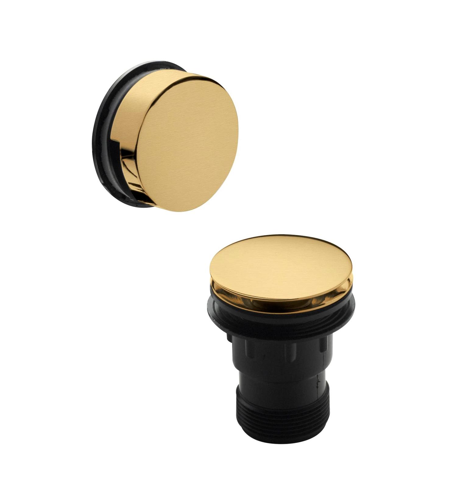 EasycleanClickClackPushButton&MinimalistOverflowBathWasteforBathsupto13mmThick-BrushedBrass