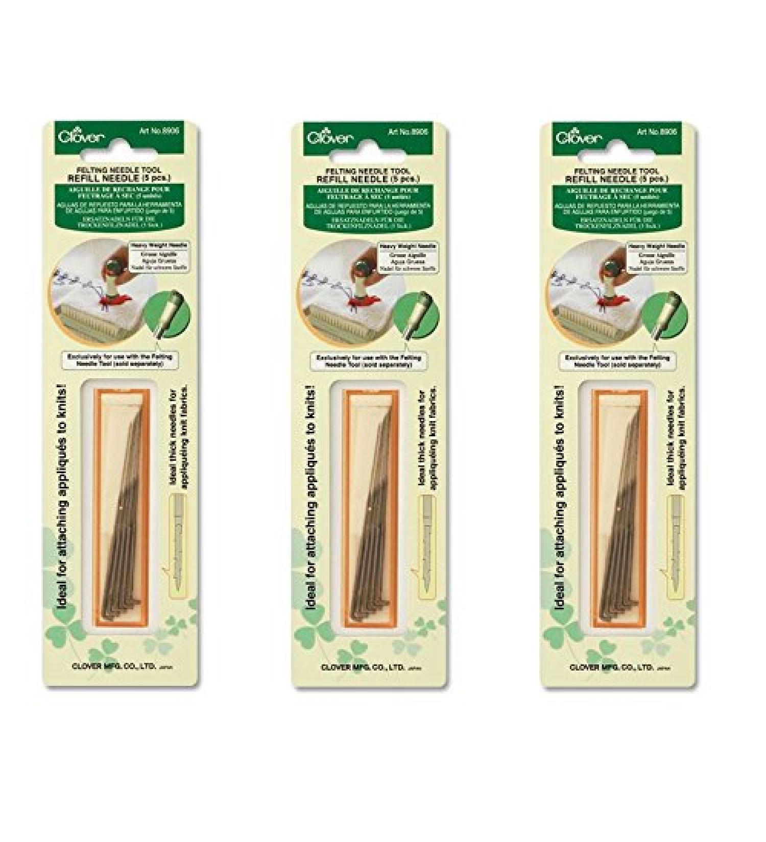 Clover Needlecrafts Felting Needle Tool Refill Heavy Weight 5 Pack 8906 (3-Pack)