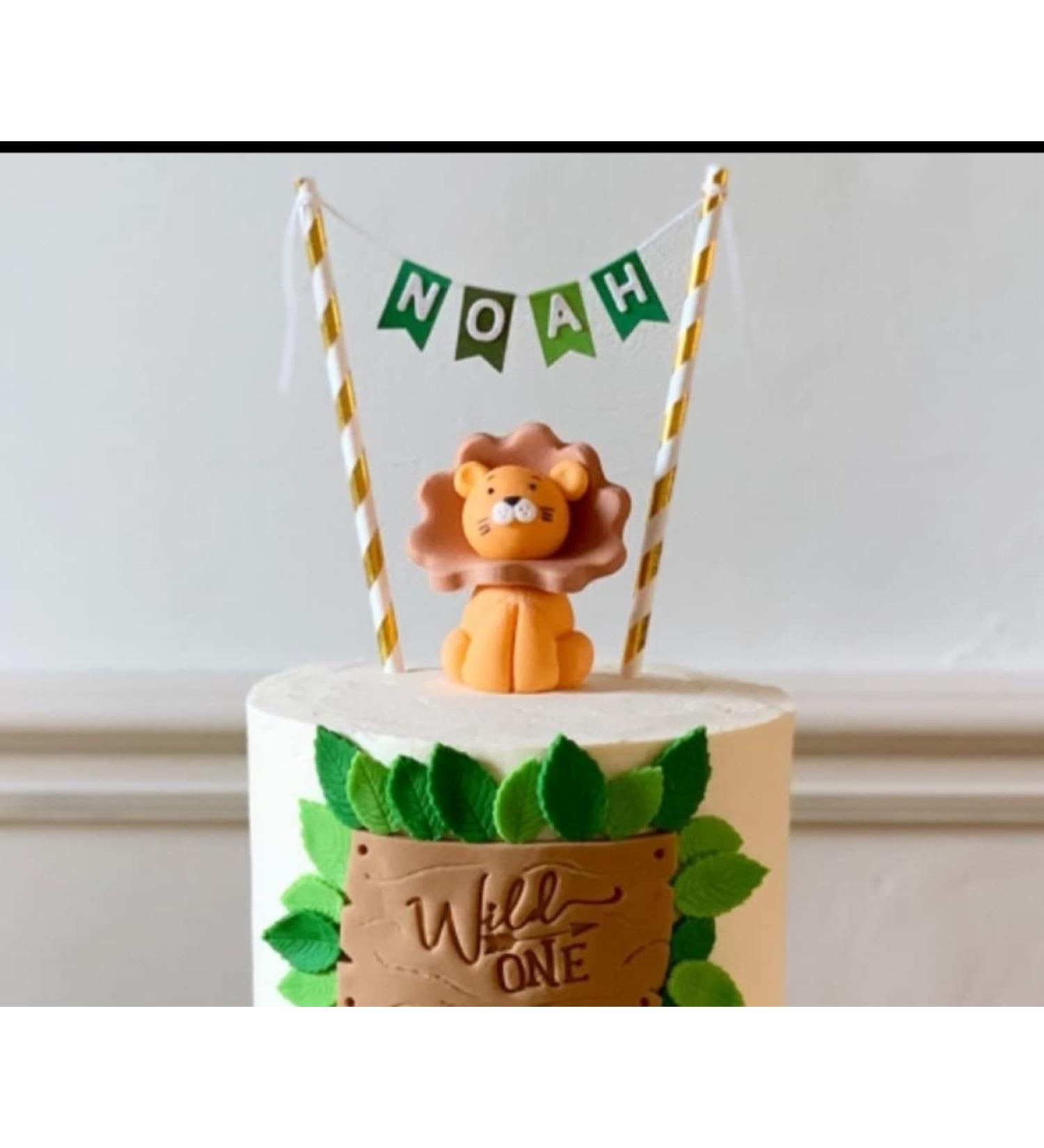 Lion Cake Topper - Edible Fondant Safari Jungle Cupcake Birthday Decoration with an Edible Glue - Baby Shower Party Supplies - Buy Online on GoSupps.com