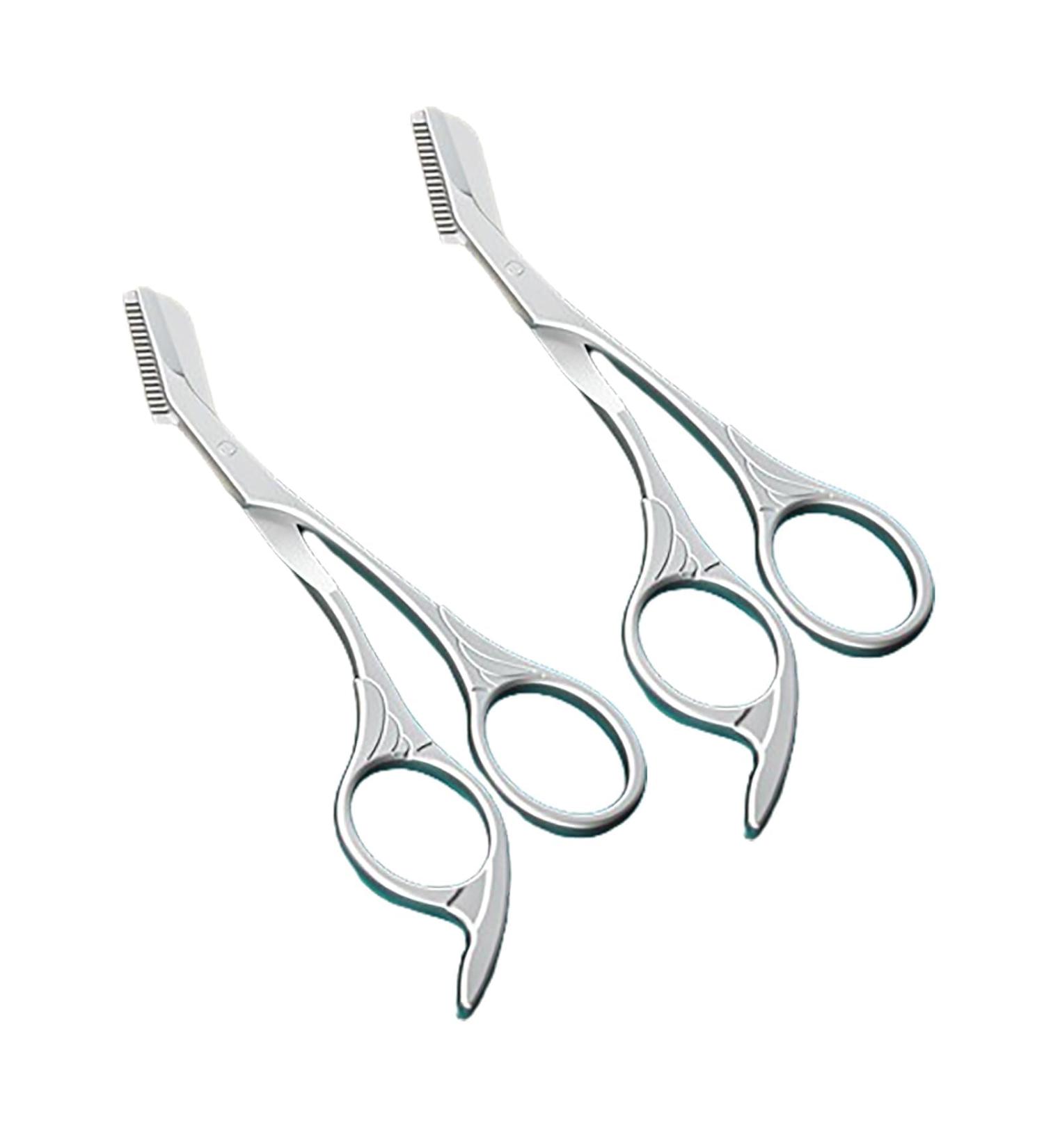 Browmaster Stainless Steel Trimmer Brow Master Stainless Steel Trimmer Jetset Essentials Eyebrow Scissors Eyebrow Scissors with Comb Eyebrow Trimming Scissors for Women Men (2PCS) - Buy Online on GoSupps.com