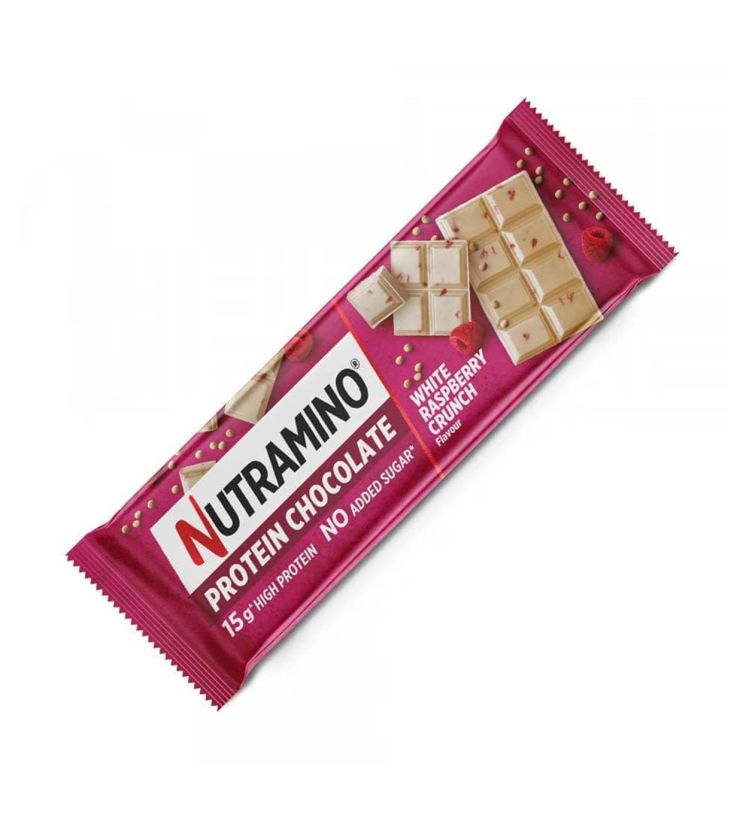 Nutramino | Nutramino Protein Bar (50g) | Protein Bars | Protein Chocolate Bar - White raspberry