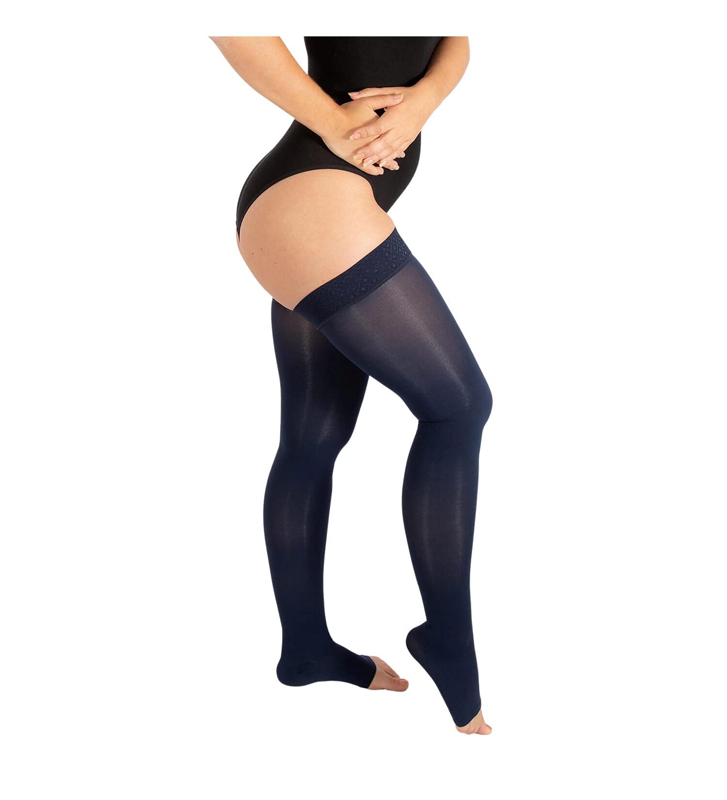 RIEMTEX PREMIUM Compression Stockings Class 2 CCL2 23-32 mmHg Open Toe Thigh Highs for Men & Women - Navy Size 3 - Buy Online on GoSupps.com