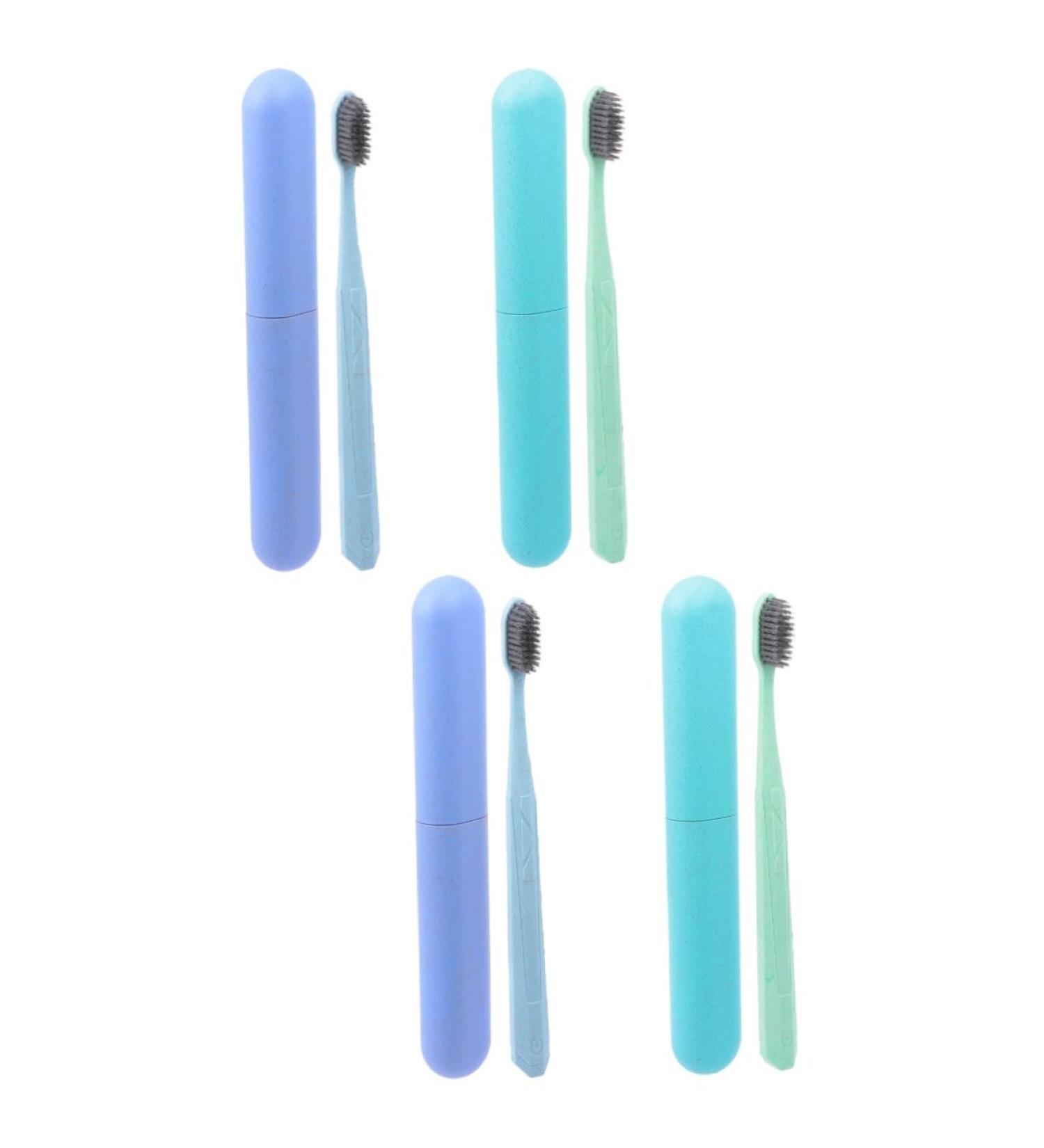 Mobestech 4-Piece Travel Toothbrush Set | Eco-Friendly Wooden Toothbrushes with Super Soft Heads | Natural Hand Toothpaste Gift | International Shipping - Buy Online on GoSupps.com
