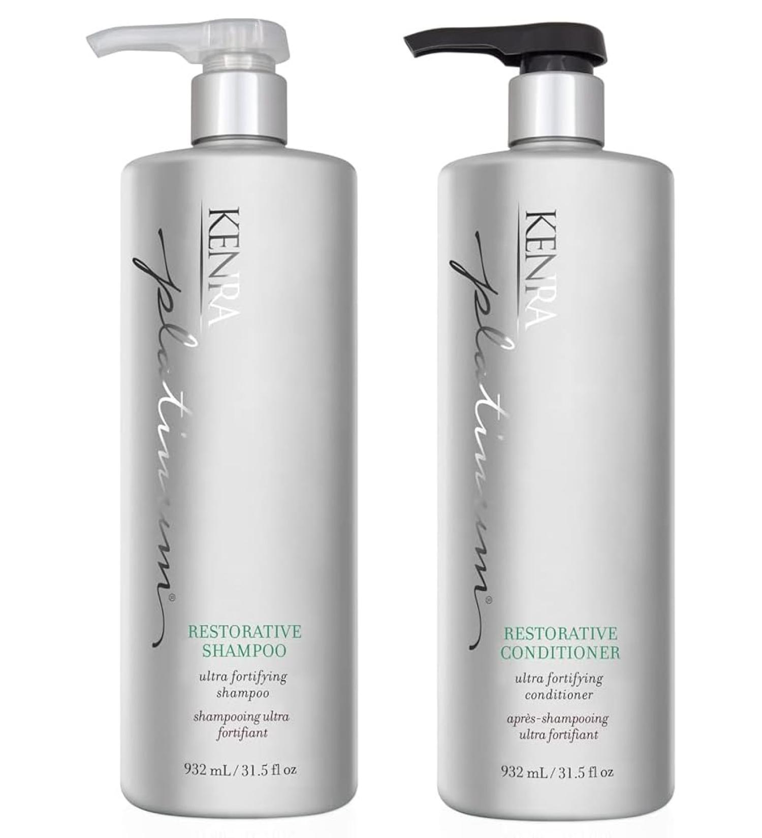 Kenra Platinum Restorative Shampoo & Conditioner Set - Ultra Fortifying for All Hair Types | Restores Smoothness Shine & Broken Hair Bonds | 31.5 Fl Oz - Buy Online on GoSupps.com