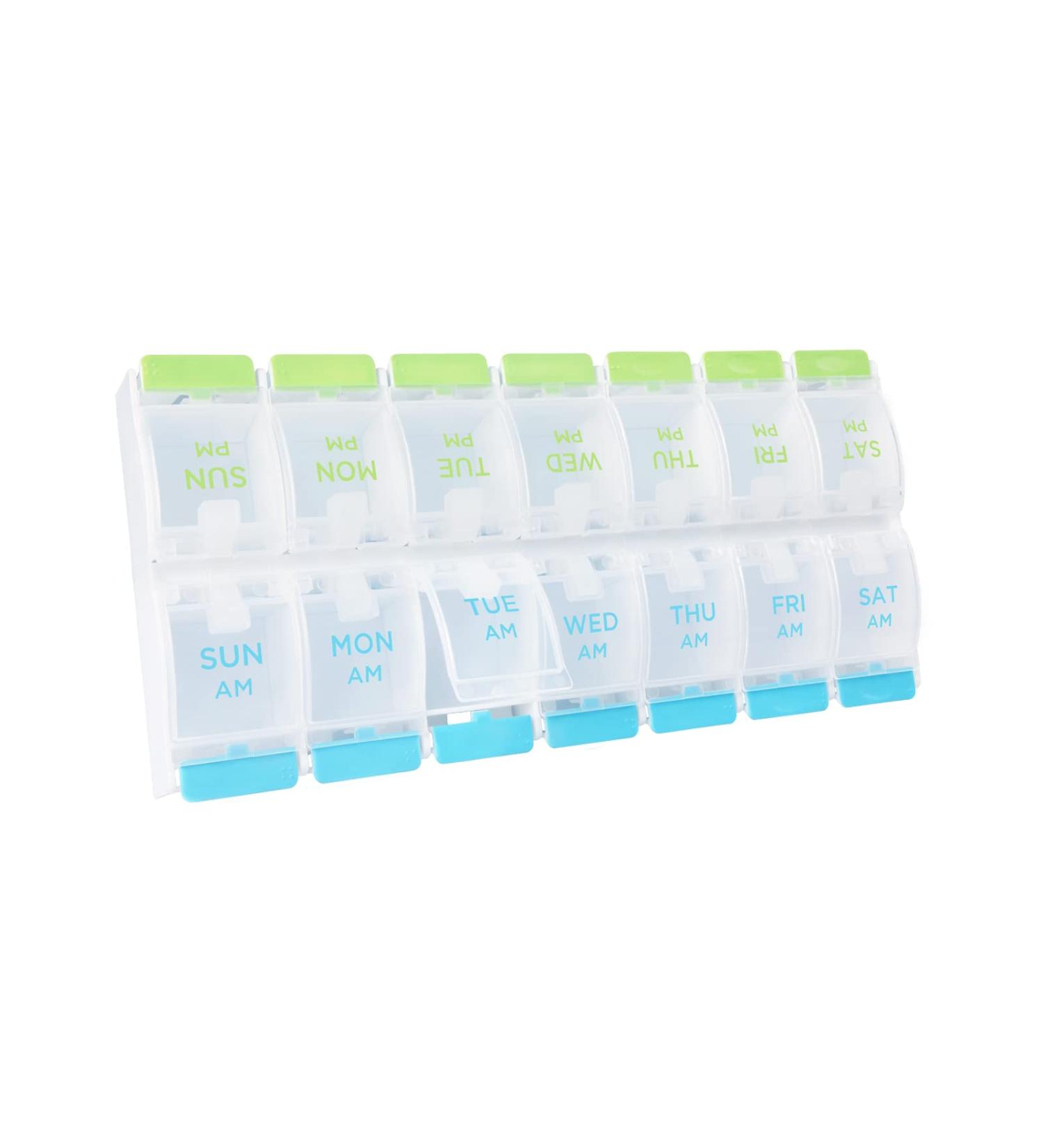 BYVOV AM PM 7 Day Pill Organizer - Large Weekly Travel Case for Vitamins Supplements & Medications - Twice a Day Medication Reminders - Buy Online on GoSupps.com