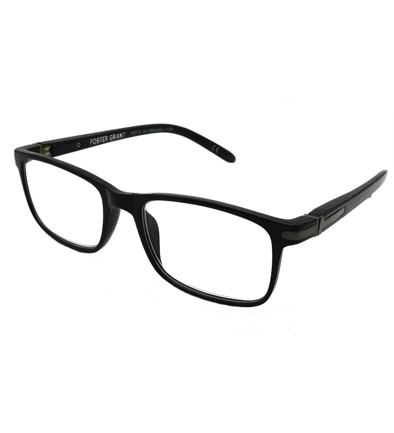 Foster Grant Cole Black Men's Crystal Vision Reading Glasses - Stylish 2.00 Magnification International Shipping Available - Buy Online on GoSupps.com