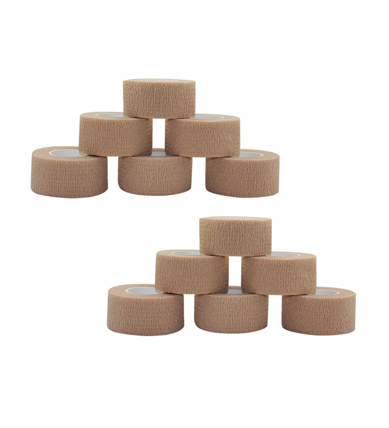 12 Pack MINGYUE Self Adhesive Bandage Wrap 1x5Yards - Cohesive Sports Tape for Wrist, Ankle, Vet - Skin color - 12 Rolls - Buy Online on GoSupps.com