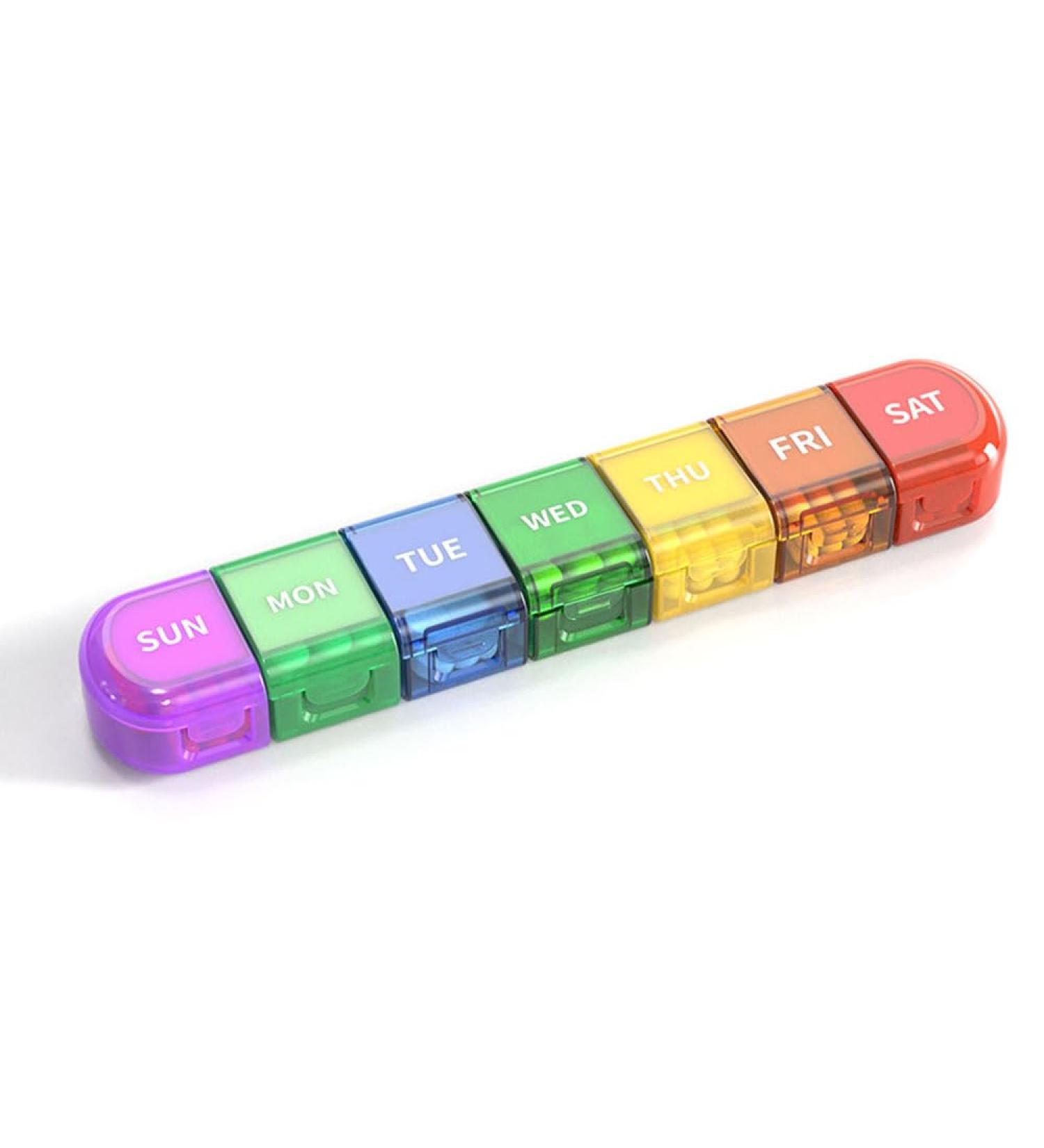 Weekly Pill Organizer - Portable 7 Day BPA-Free Pill Box for Vitamins Supplements & Medications | Upgraded Open Design - Buy Online on GoSupps.com