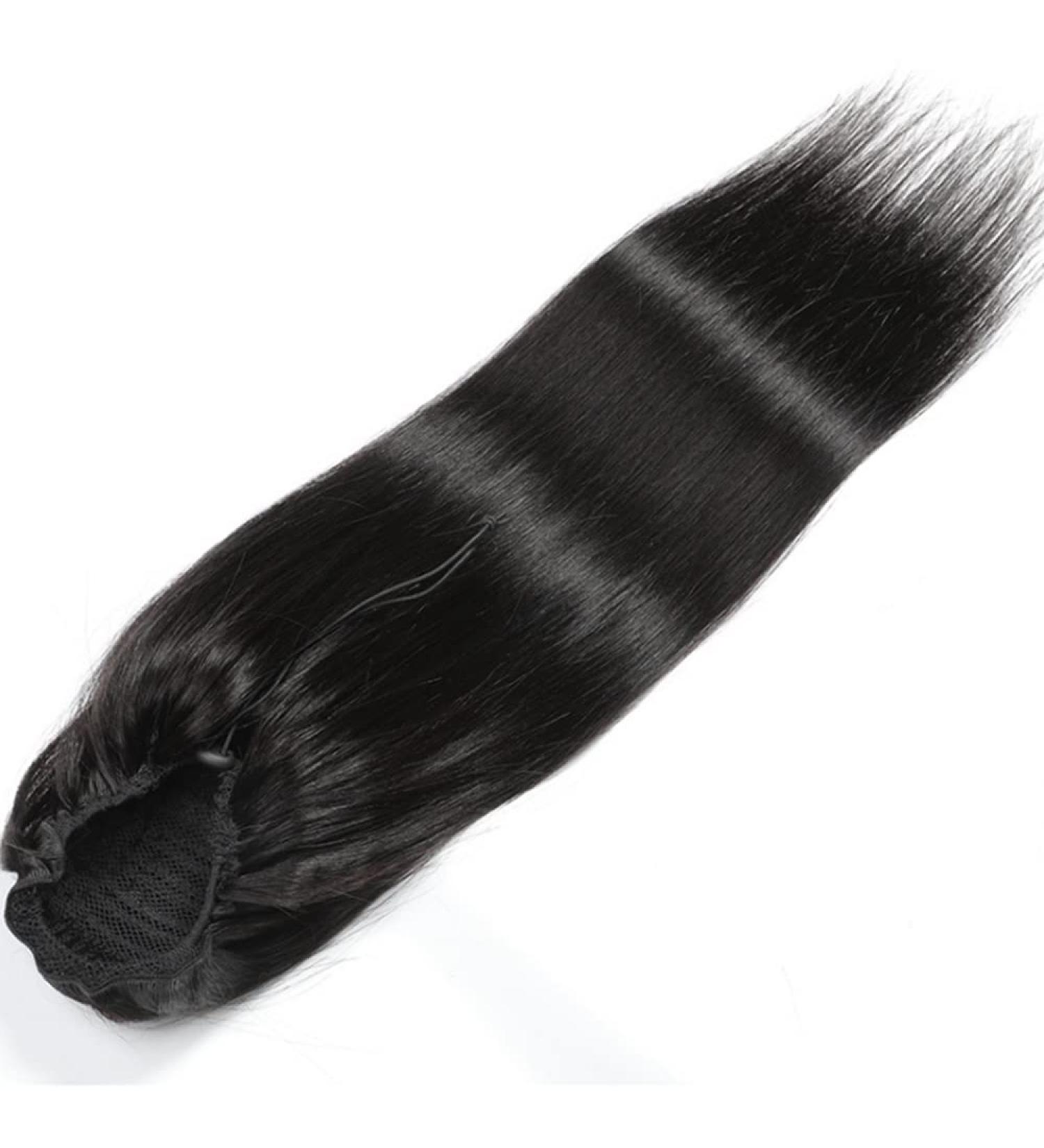 Hair Chignon 8-24 Inch Ponytail Human Hair Extensions Straight Hair with Drawstring Hair Slices Women Black Ponytail Hair Bun Messy Bun Hair Piece (Color : Straight Size : 24 inch) - Buy Online on GoSupps.com