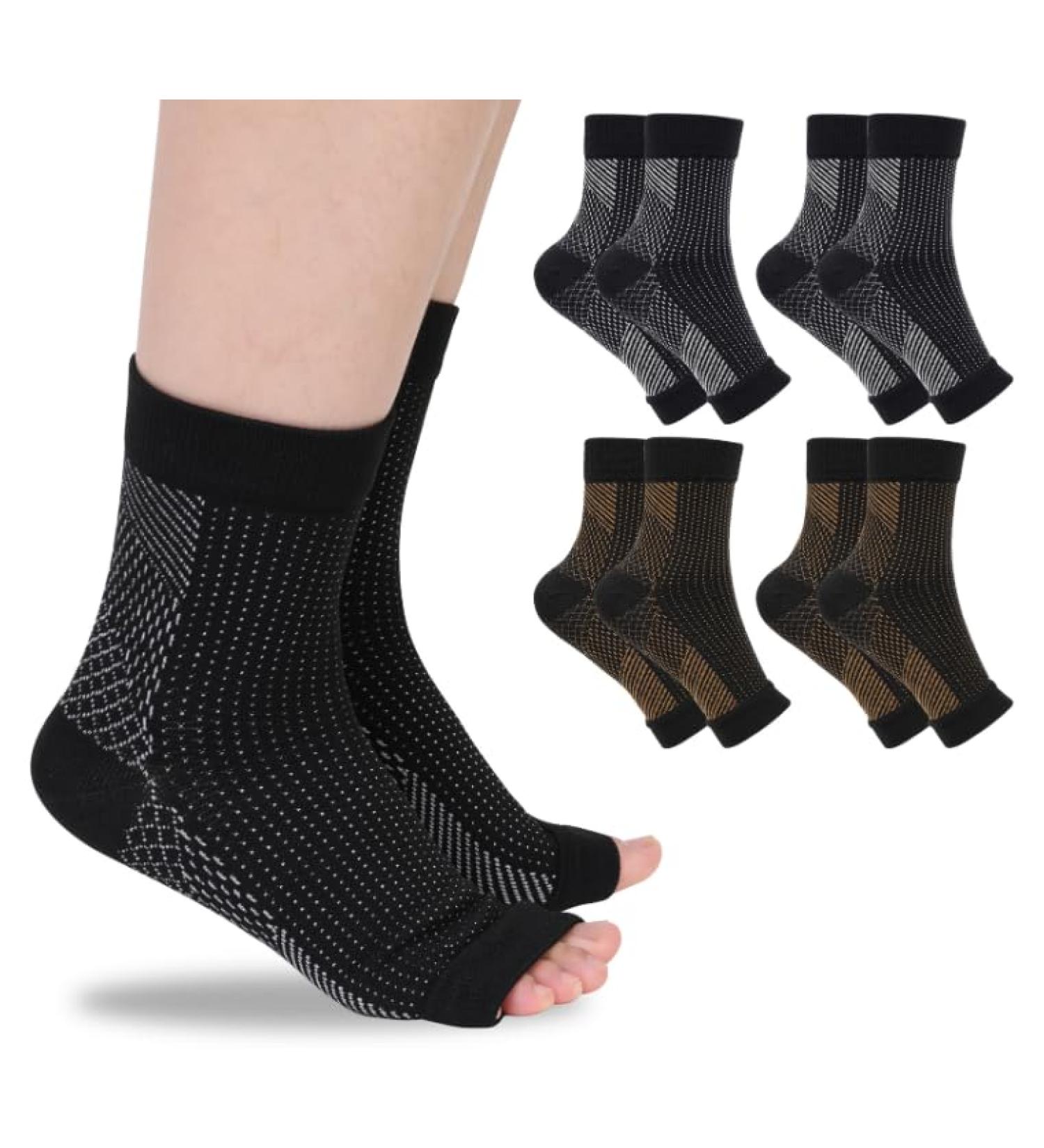 OpoPark Orthopedic Compression Socks for Men & Women - 4 Pairs L-XL Ankle Support for Arthritis & Plantar Fasciitis - Buy Online on GoSupps.com