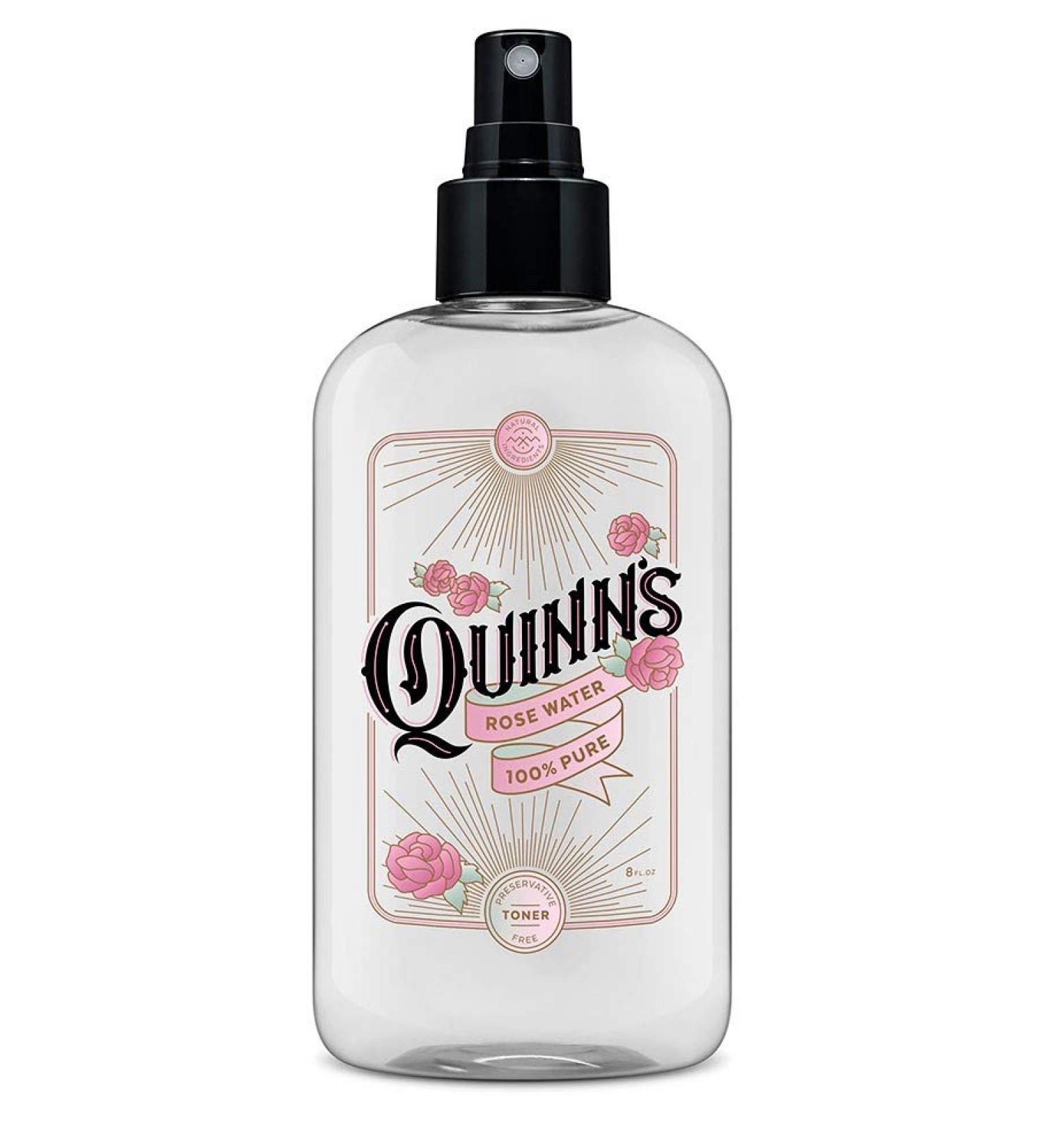 Quinn's Rose Water Spray - Hydrating Facial Toner for Hair, Skin, and Face - 8 Ounce - Buy Online on GoSupps.com