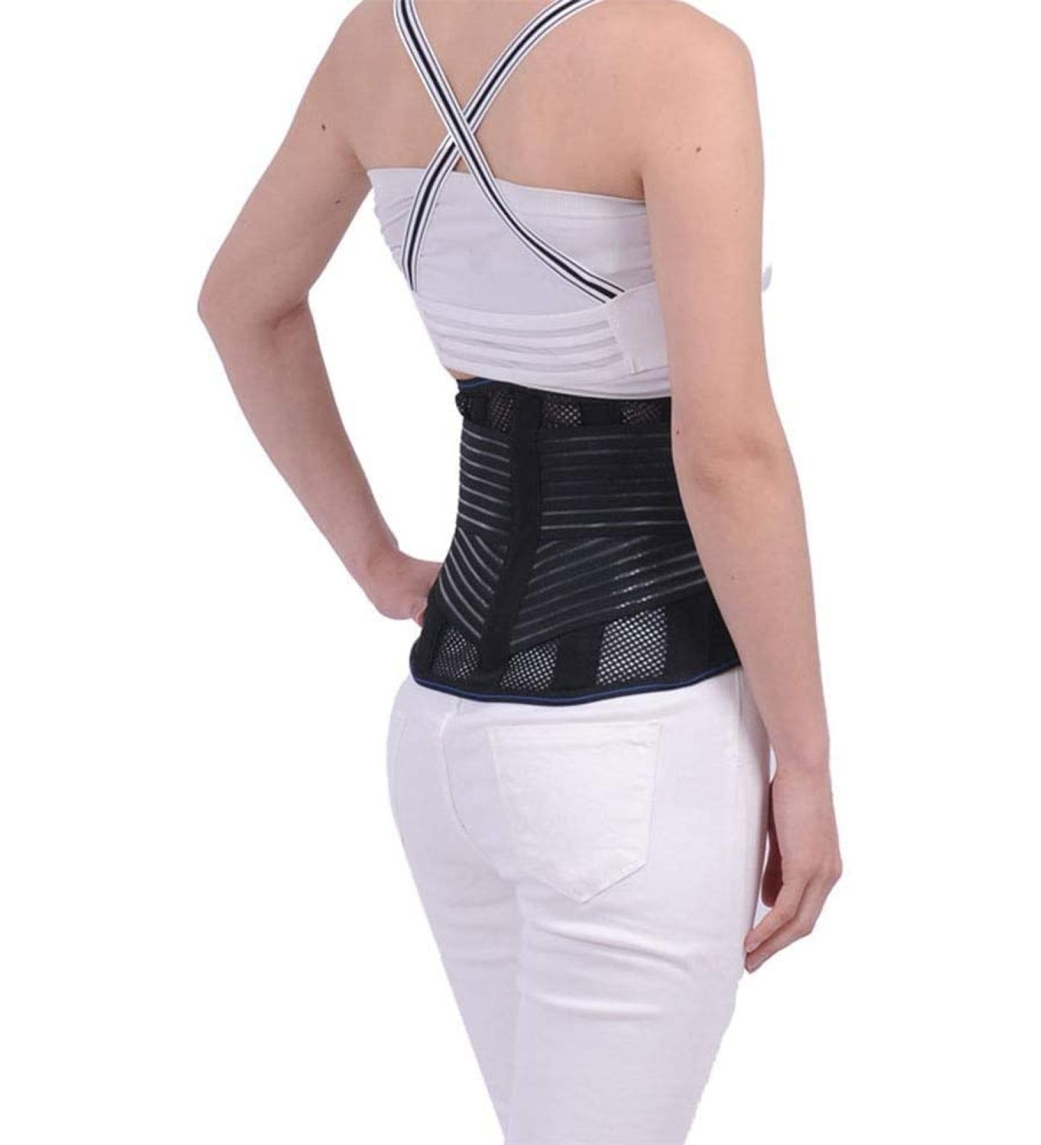 Double Lumbar Support Belt for Pain Relief & Injury Prevention - Sciatica & Spinal Stenosis Back Support (Black) - Buy Online on GoSupps.com