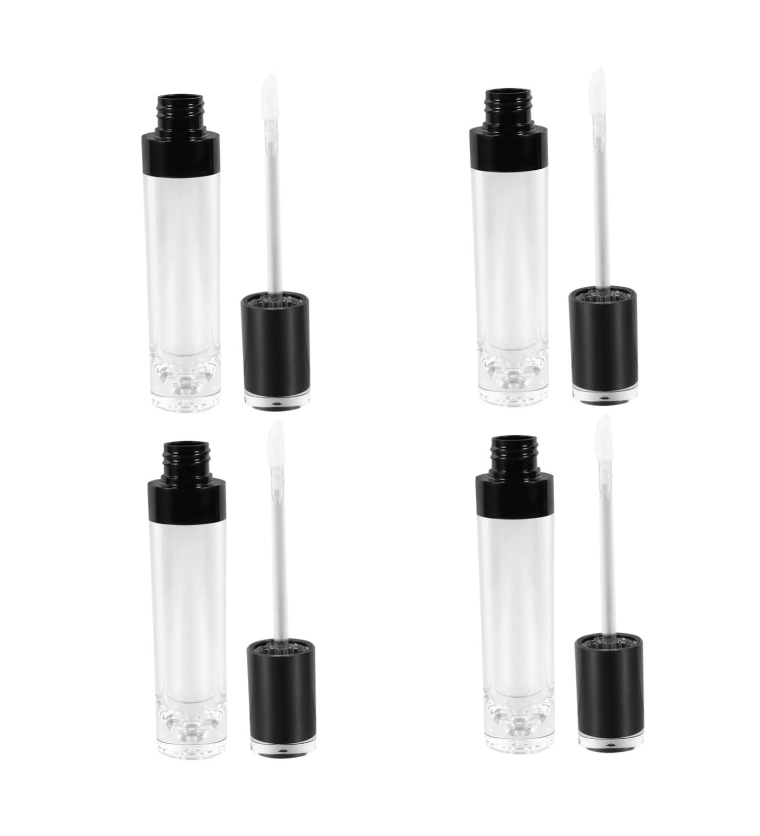 SOLUSTRE 4 pi ces Flacons Vides pour Gloss L vres R utilisables Tubes Transparents Pratiques pour Maquillage Rechargeables et Portables avec Bouchons Noirs - Buy Online on GoSupps.com