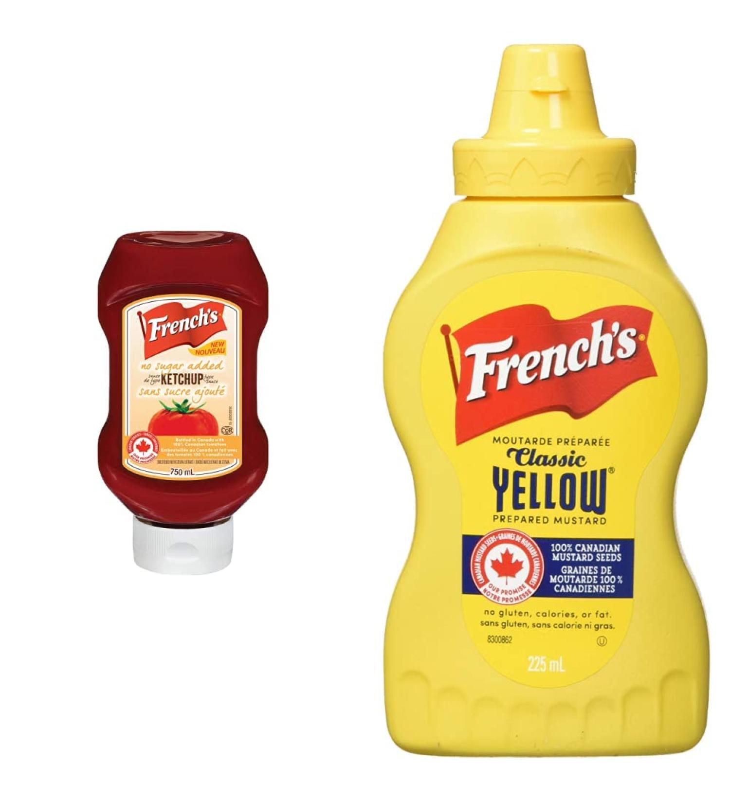 French's 100% Canadian Tomato Ketchup No Sugar Added 750ml & Classic Yellow Mustard 225ml Ketchup + Condiment 225 ml (Pack of 1) - Buy Online on GoSupps.com