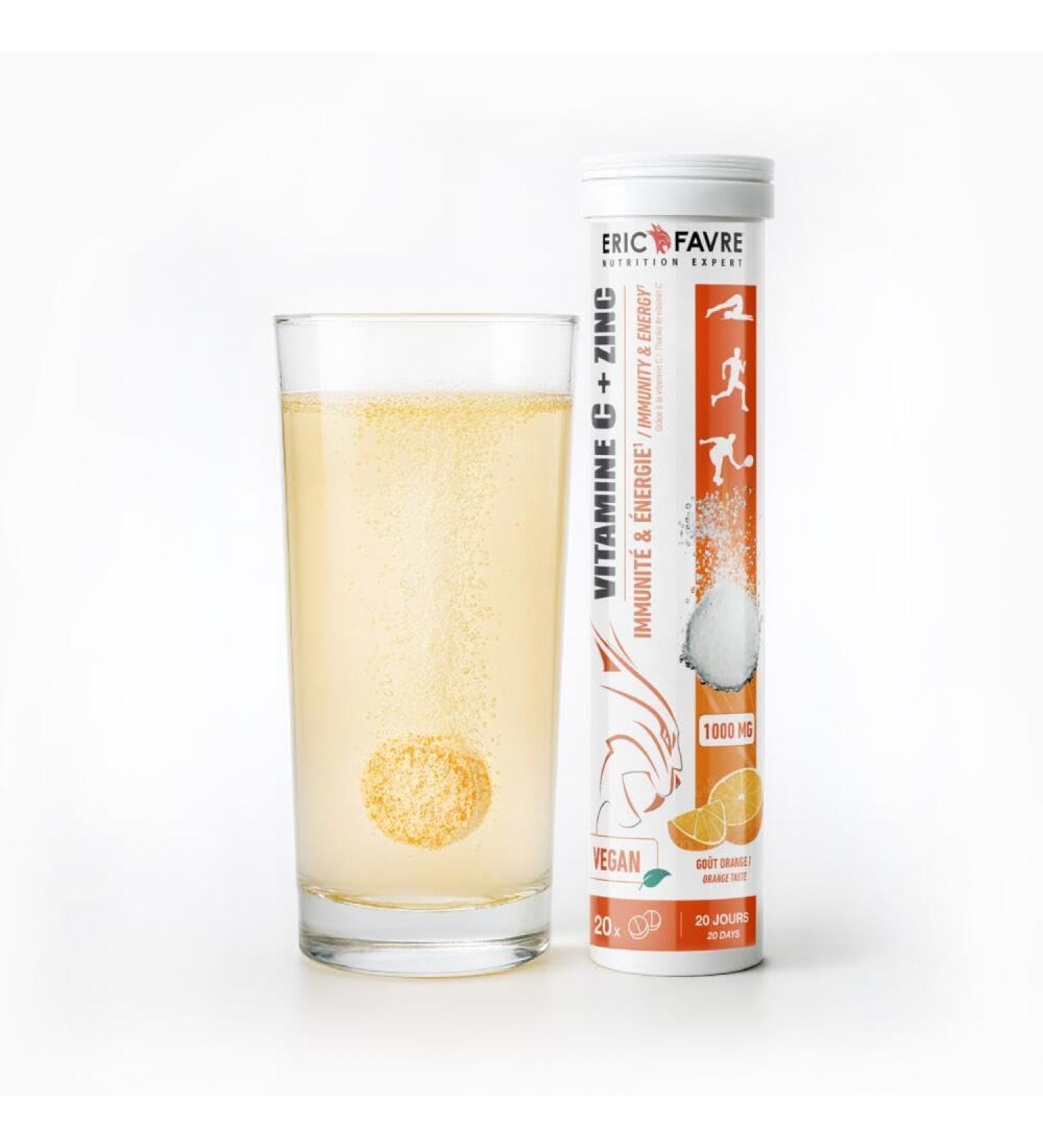 VITAMINE C EFFERVESCENTE - nergie Boost Imm diat Immunit Renforc e Enrichie en Zinc - Tonus et Vitalit Retrouv s - Tube de 20 Comprim s Effervescents l'Orange - Eric Favre 20 comprim s Orange - Buy Online on GoSupps.com