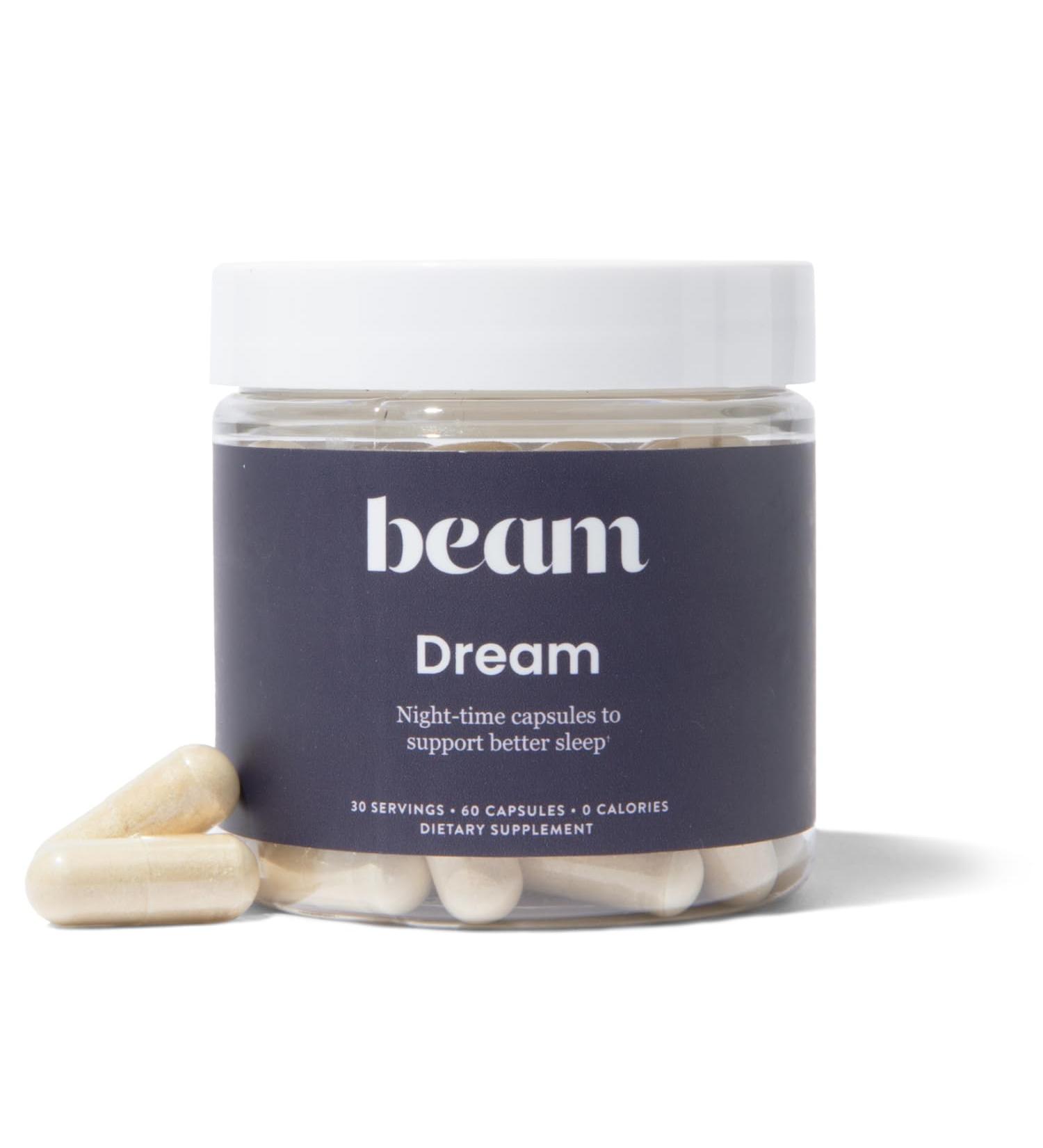 Beam Dream Sleep Capsules L-Theanine Apigenin Reishi and Magnesium Third Party Tested Natural Sleep Aid & Sleep Supplement for Deep Sleep Relaxation and Recovery Sleep Support 30 Servings - Buy Online on GoSupps.com