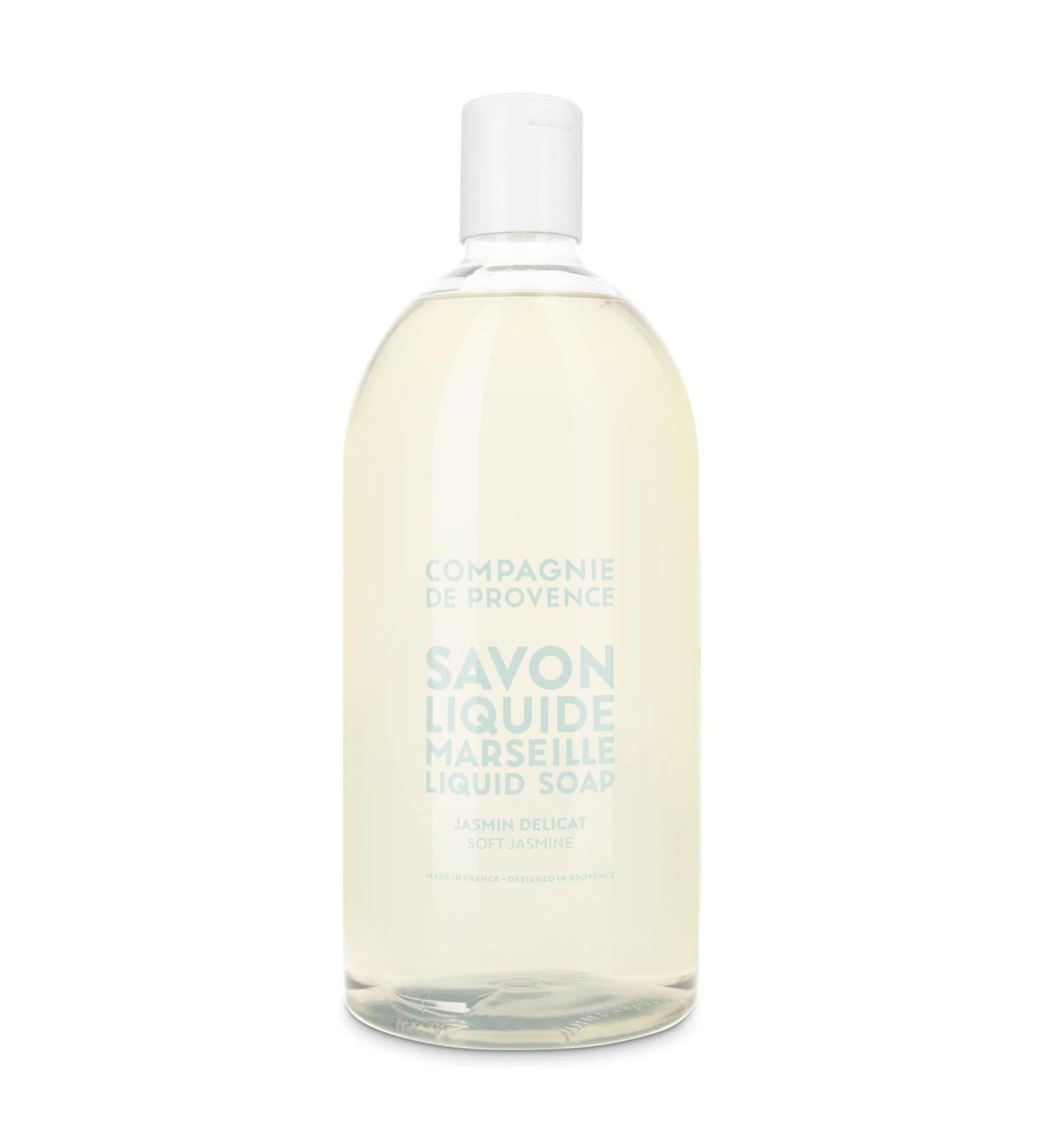 Compagnie de Provence Savon de Marseille Extra Pure Liquid Soap - Sweet Jasmine Moisturizing Hand and Body Wash 33.8 fl oz Plastic Bottle Refill