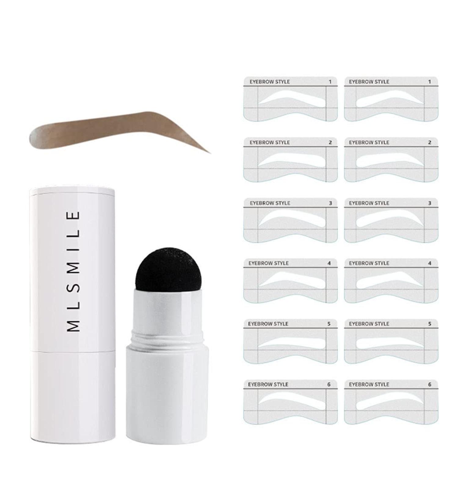 Eyebrow Stamp Stencil Kit - Waterproof Eyebrow Shaping Kit & 12 Reusable Eyebrow Stencils One-Step Eyebrow Stamp Professional Eyebrow Definer Hair Shadow Pencil (Light Brown) - Buy Online on GoSupps.com