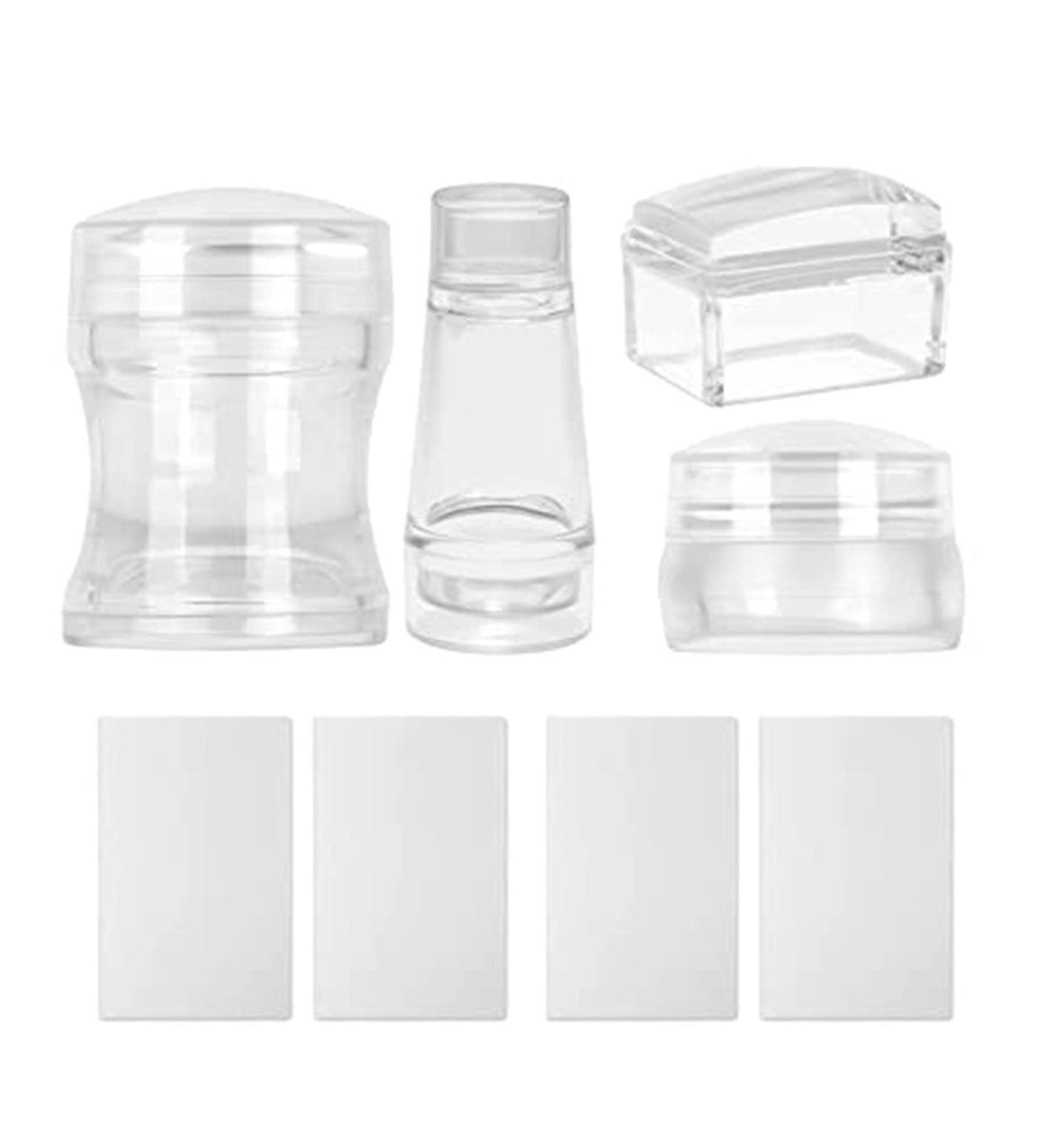 4Pcs Nail Art Stamper Scraper Boards Easy to Clean DIY Plastic Silicone Seal Printing Transfer Chess Square Double-headed Stamper and Curved Handle Stamper (4 Pcs) - Buy Online on GoSupps.com