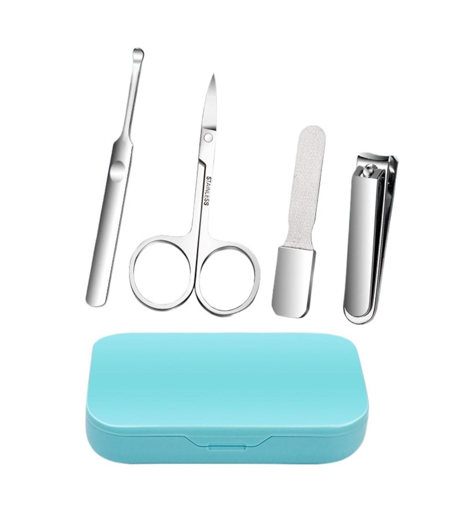 Nail Clippers Plastic Box 4-Piece Set Sharp Nail Clippers Ear Eyebrow Tweezers File Home with A Set of Convenient Enough to Keep (Color : Blue) - Buy Online on GoSupps.com
