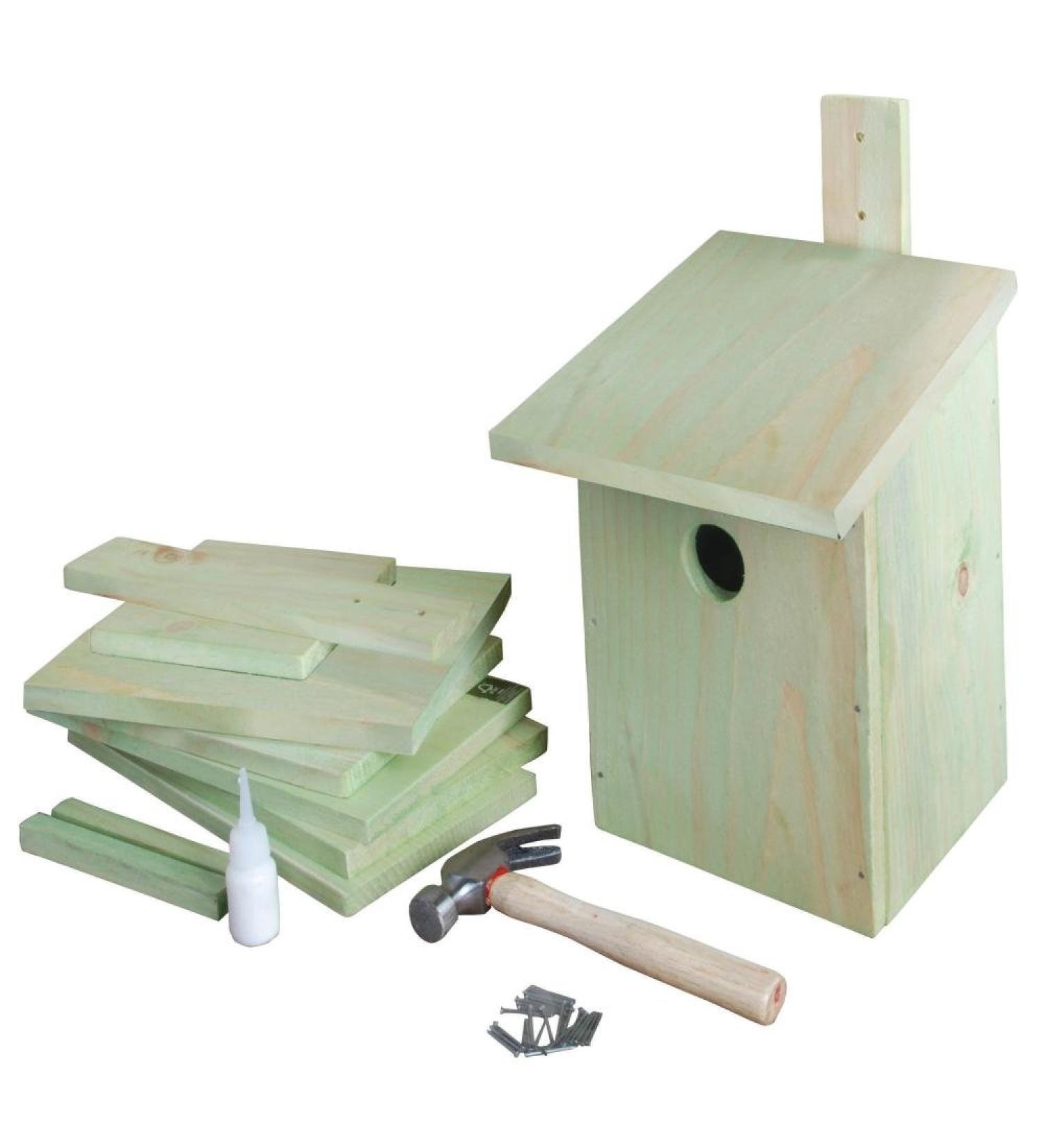 Esschert design KG52 24 x 22 x 17cm Children's Wood Set of Building Bird House - Natural 9.5"H