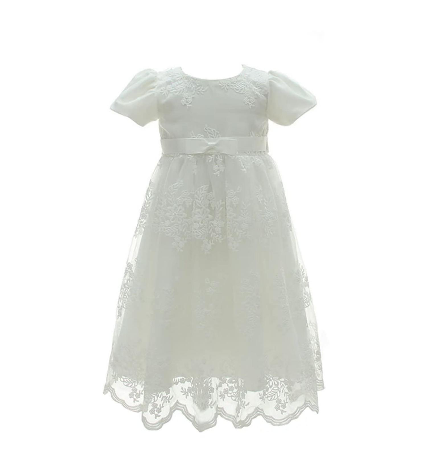 Leideur Baby Long Christening Gowns | White Baptism Dress for Girls | 9-12 Months - Buy Online on GoSupps.com