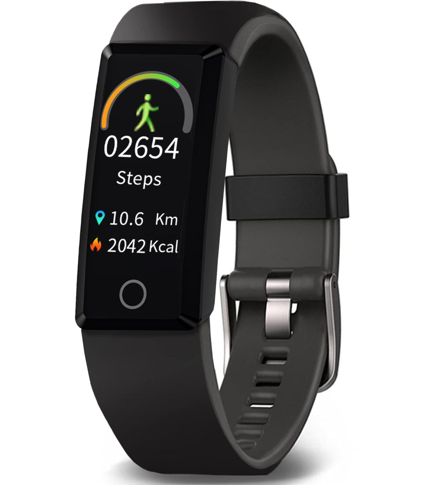 MorePro Slim Fitness Tracker with Blood Pressure & Heart Rate Monitor - 20 Sports Modes & Sleep Tracker - IP68 Waterproof - for Women & Kids - Black - Buy Online on GoSupps.com