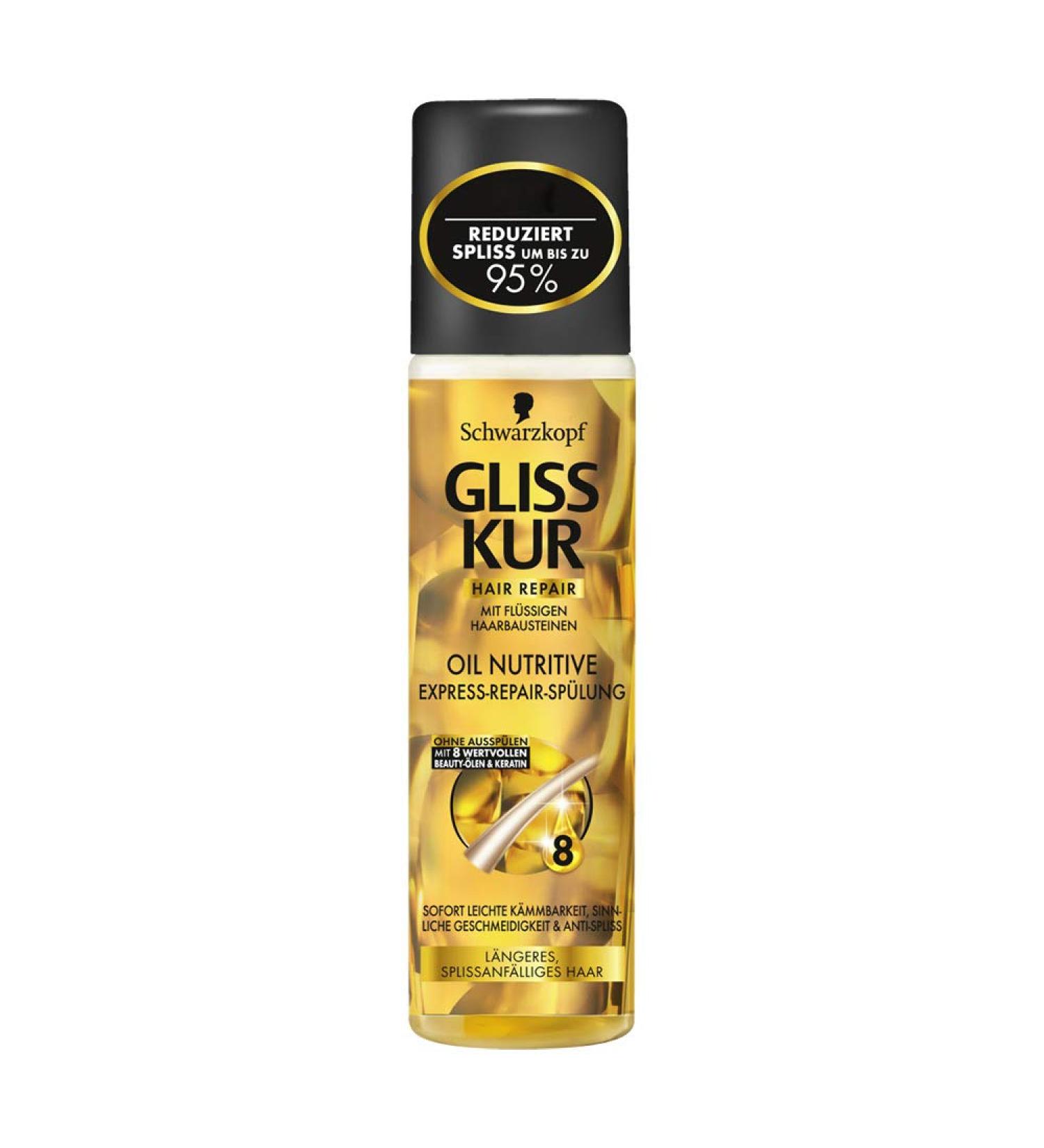 6 x Gliss Kur Express Repair Conditioner "OIL NUTRITIVE" for longer split-prone hair - 200 ml