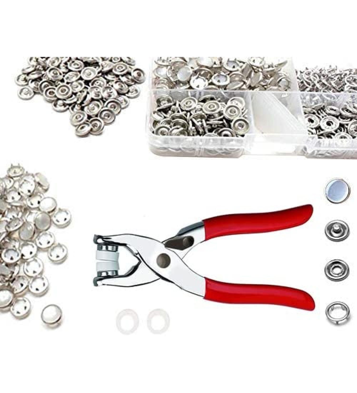 JAUEIVR 100 Sets Snap Fasteners Kit - Five Paws Pearly Surface Metal Snap Buttons Press Studs with Fastener Pliers Press Tool Kit for Sewing Crafting Pearl-Like - Buy Online on GoSupps.com