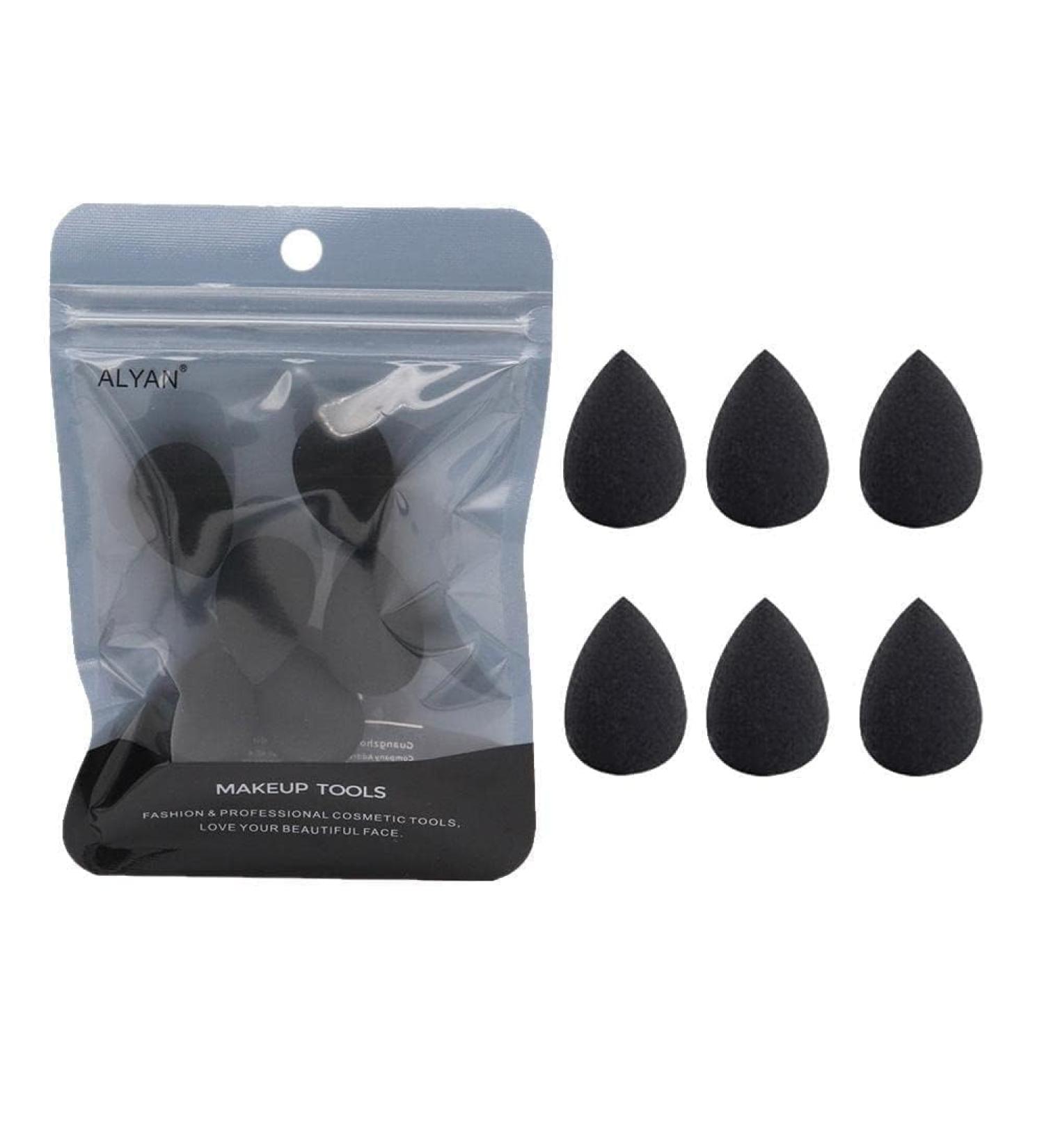 6PCS Mini Makeup Sponge Black Small Beauty Sponge Blender Set for Foundation Powder Concealer Highlight and Eye Shadow Makeup Brushes and Tools Black - Buy Online on GoSupps.com
