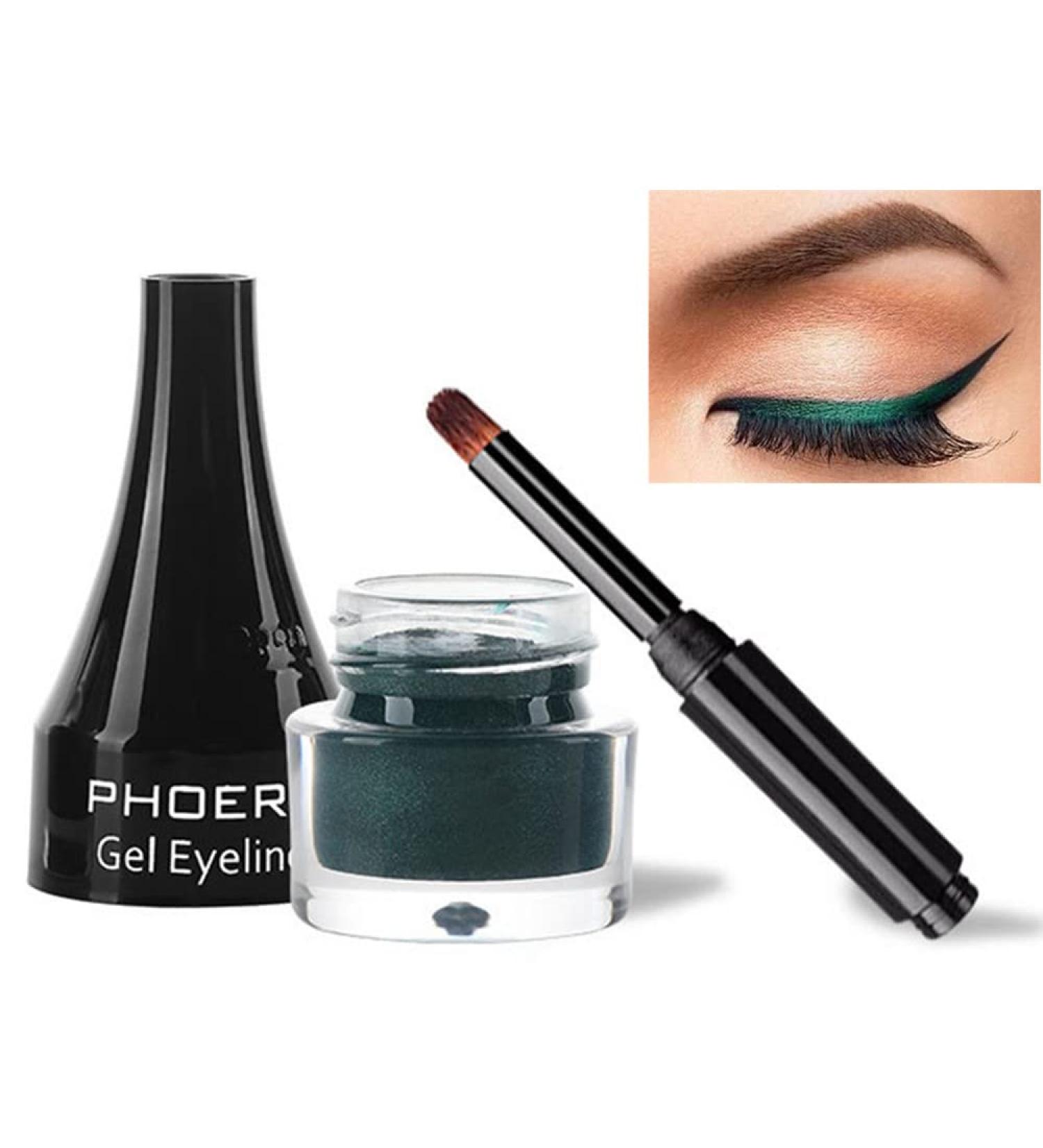 Go Ho Green Eyeliner Gel Pot - High Pigmented Matte Eye Makeup with Brush for Women - Buy Online on GoSupps.com