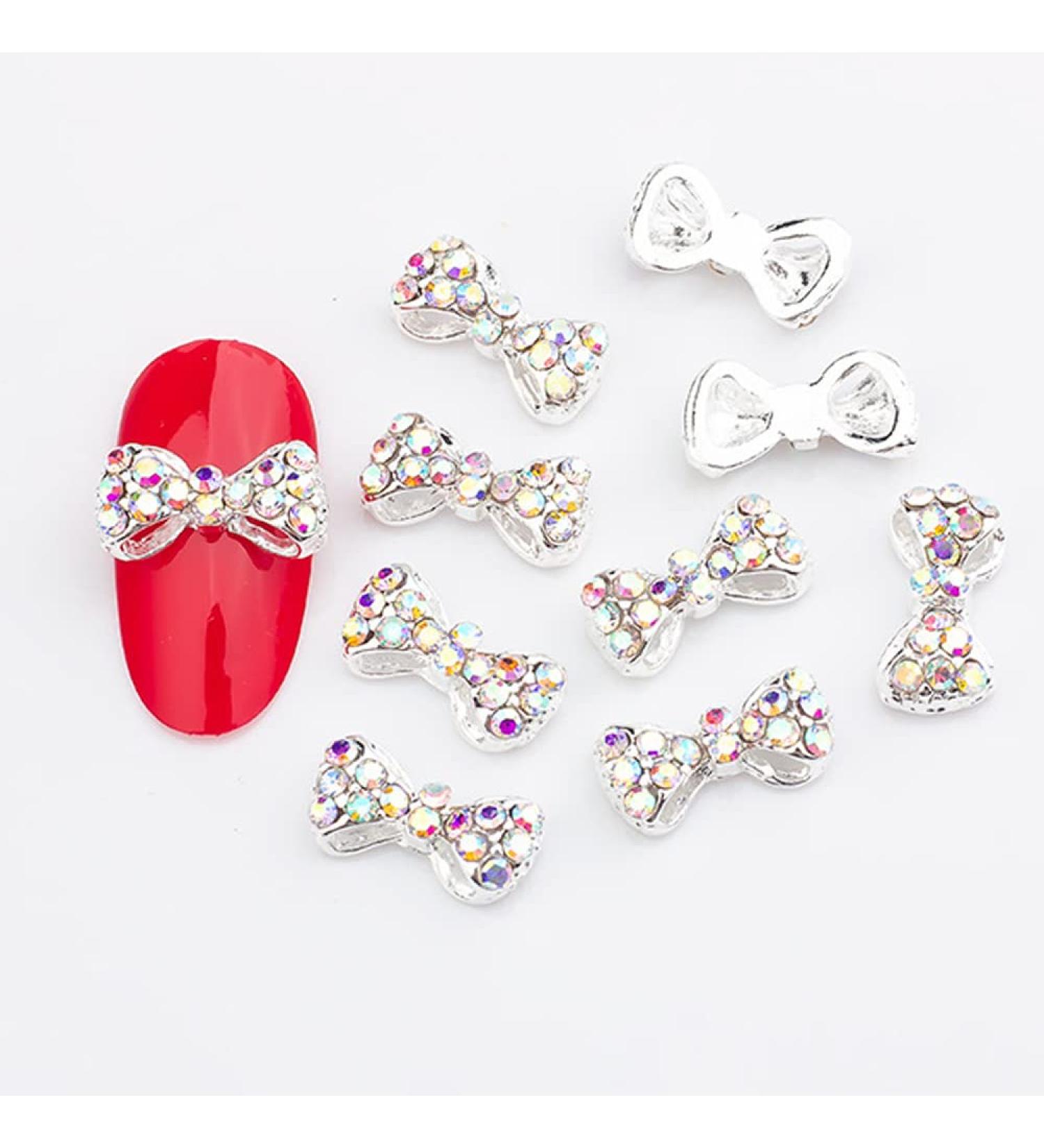 10pcs 3D Nail Art Crystal Rhinestone Bow Big Gems Charms for Nail Art Decoration Jewelry Sparkle Craft DIY Beads (#3034 10pcs)